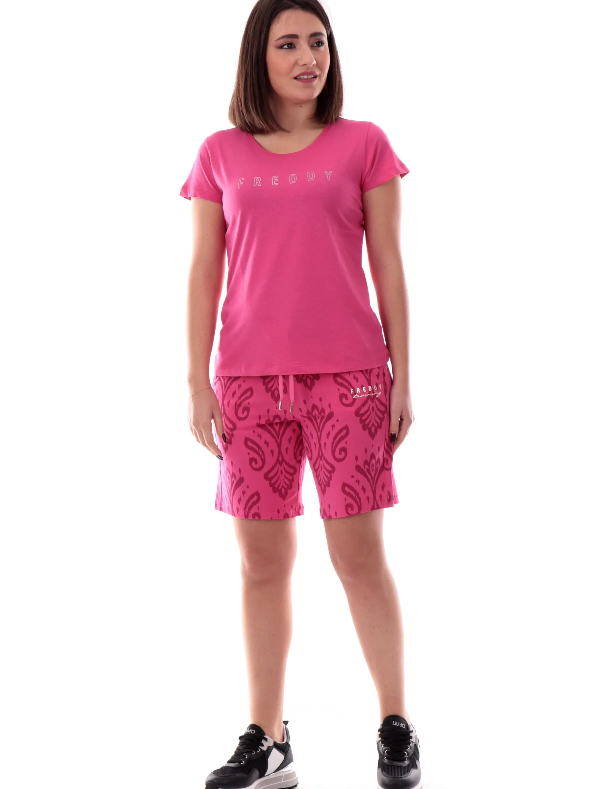 FREDDY T-Shirt*Maglia fucsia da donna logo con glitter S25WCYLT1