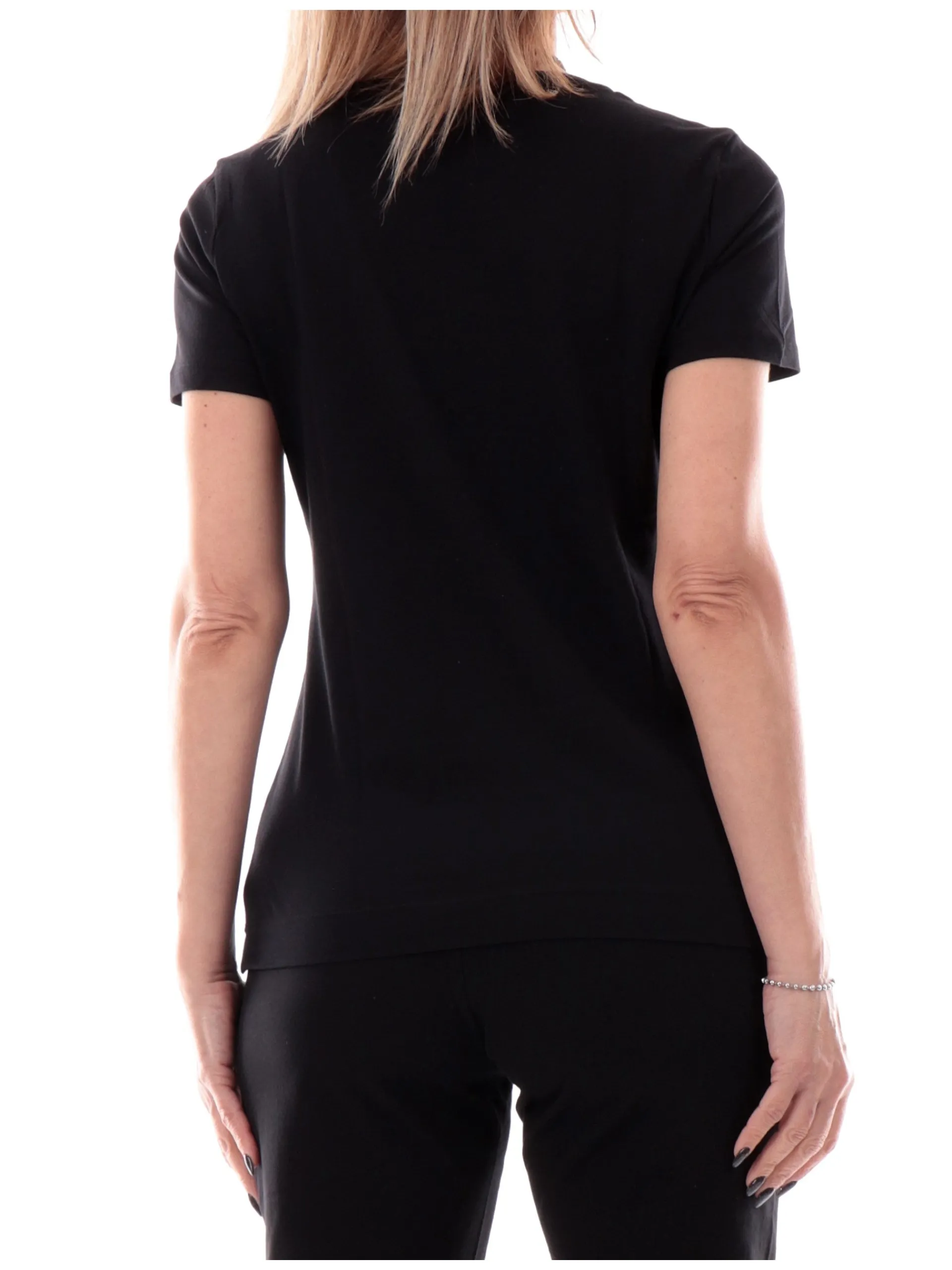 FREDDY T-Shirt*Maglia nera girocollo da donna stampa oro S25WTRT2