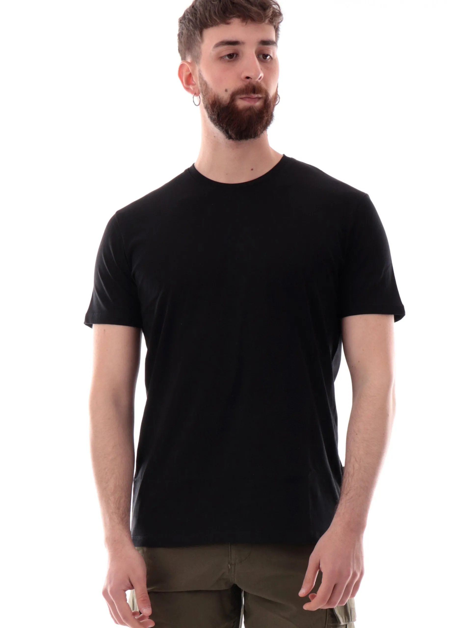 GIANNI LUPO T-Shirt*Maglia nera girocollo da uomo maniche corte GL1078FS25