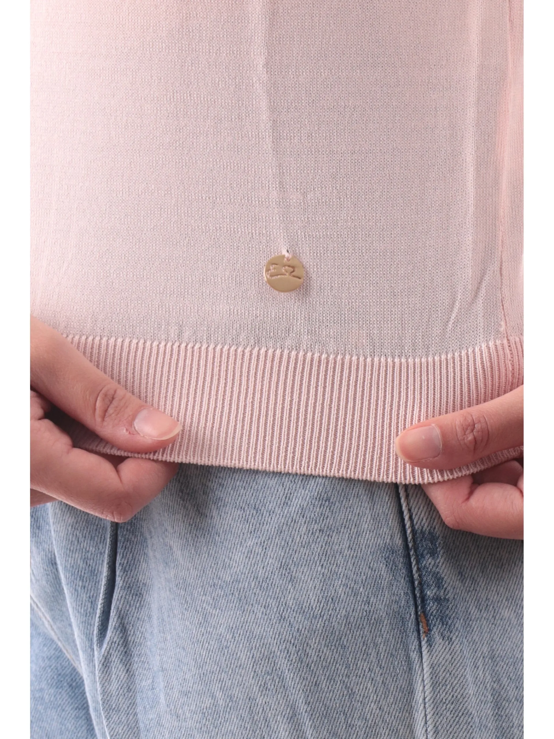 YES ZEE Maglie*Maglia girocollo rosa da donna tessuto in maglia M230LG00