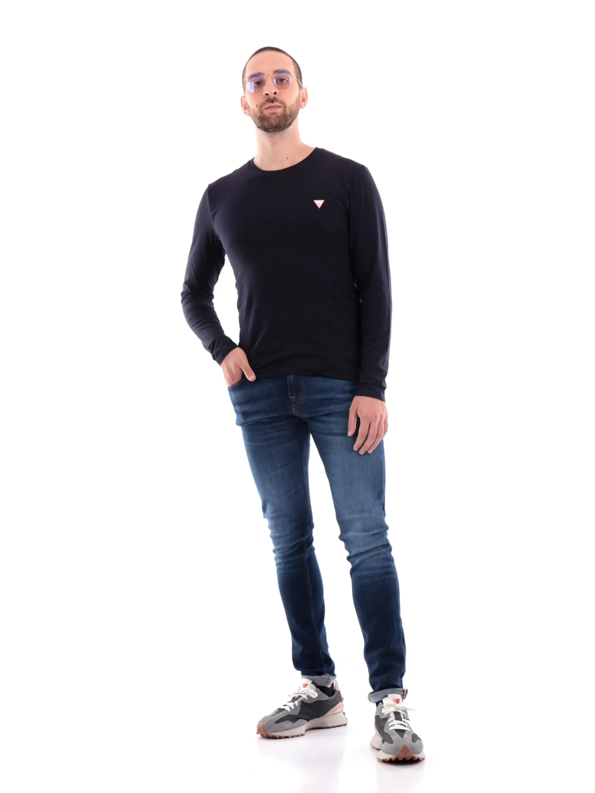 GUESS T-Shirt*Maglia blu da uomo con logo M2YI28J1314