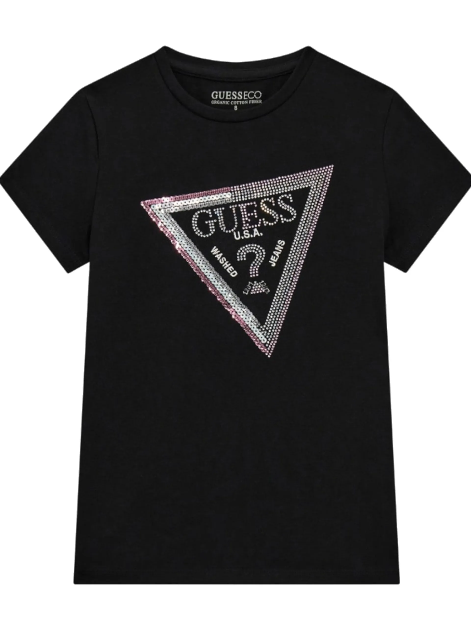 GUESS T-Shirt*Maglia nera da bambina logo con strass J5RI12K6YW4
