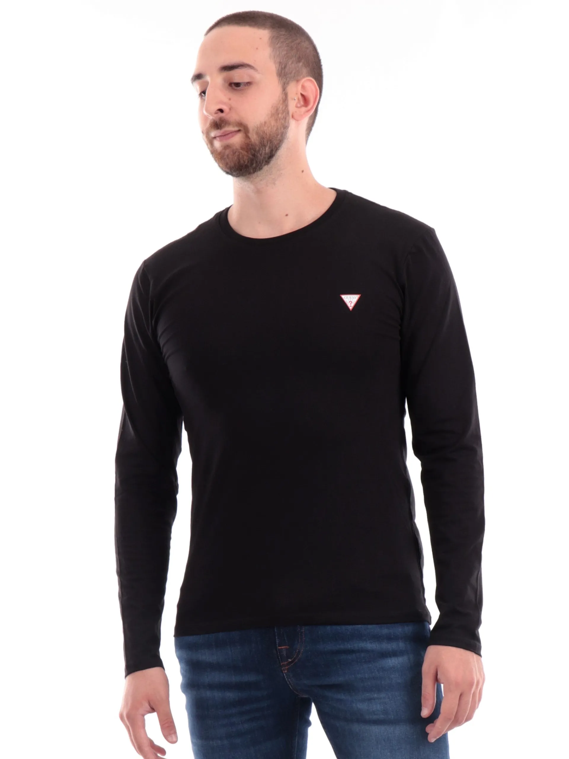 GUESS T-Shirt*Maglia nera da uomo con logo M2YI28J1314