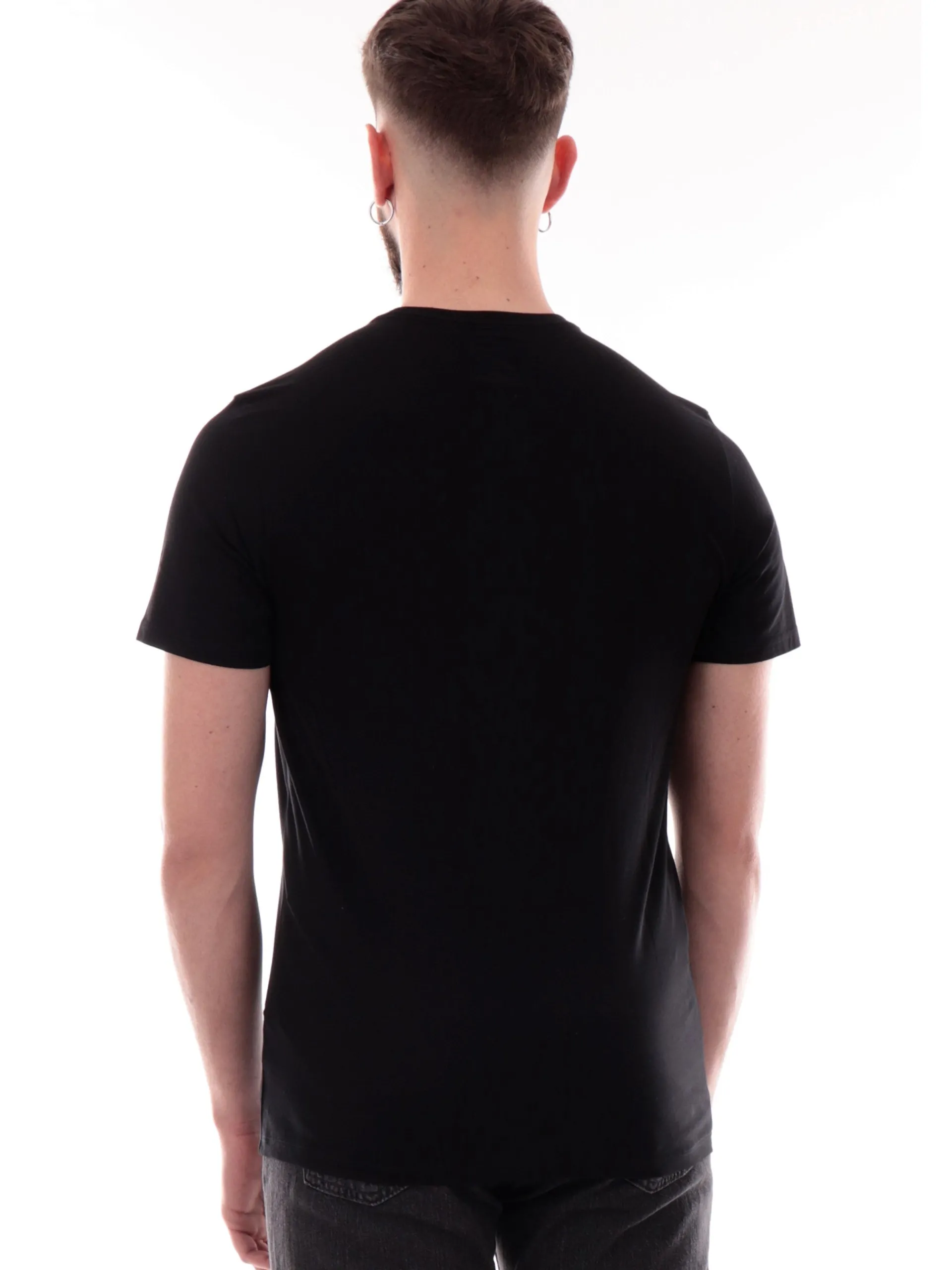 GUESS T-Shirt*Maglia nera da uomo logo ricamato M4GP39K7HD0