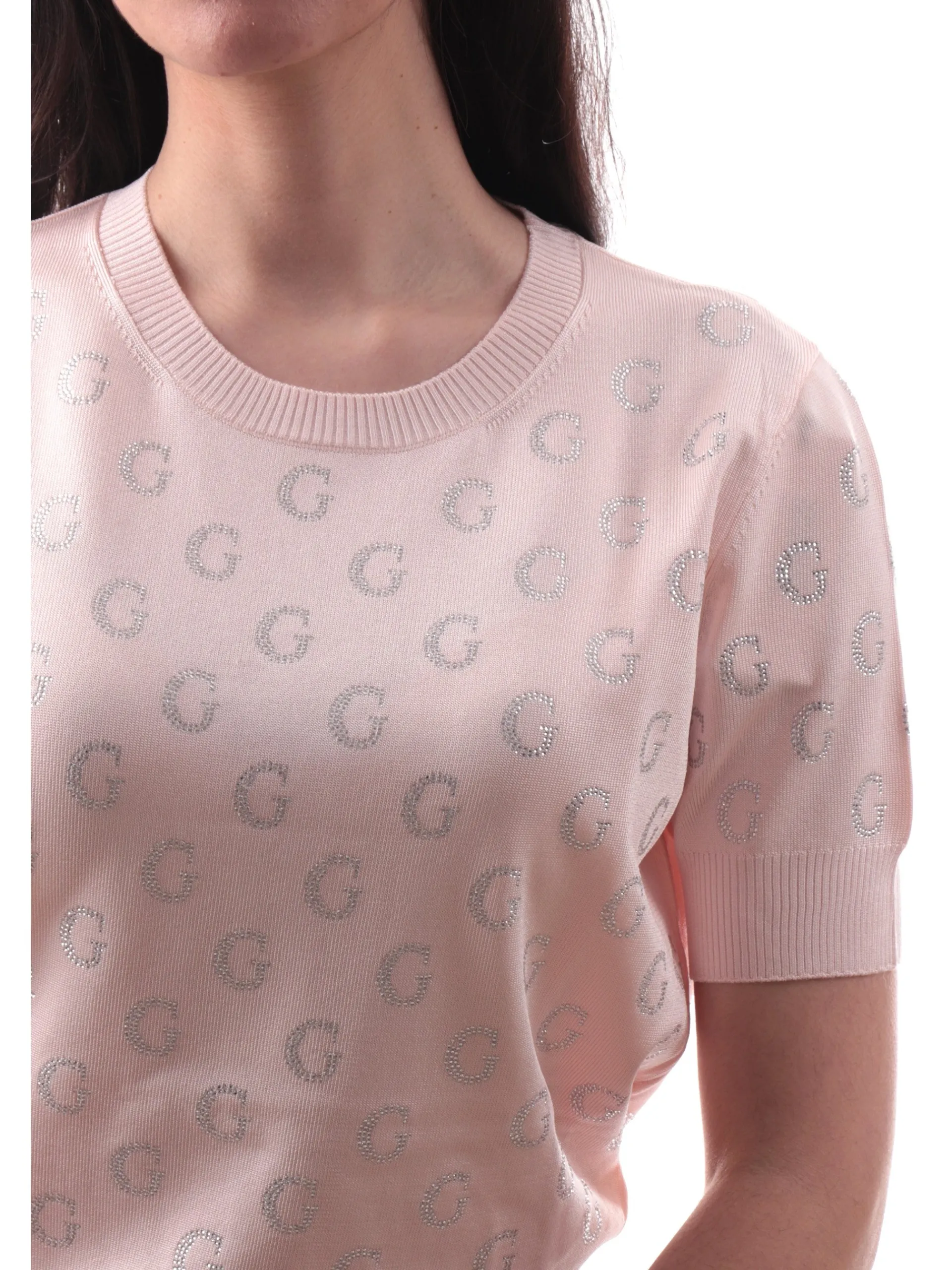 GUESS T-Shirt*Maglia rosa e G strass brillantini