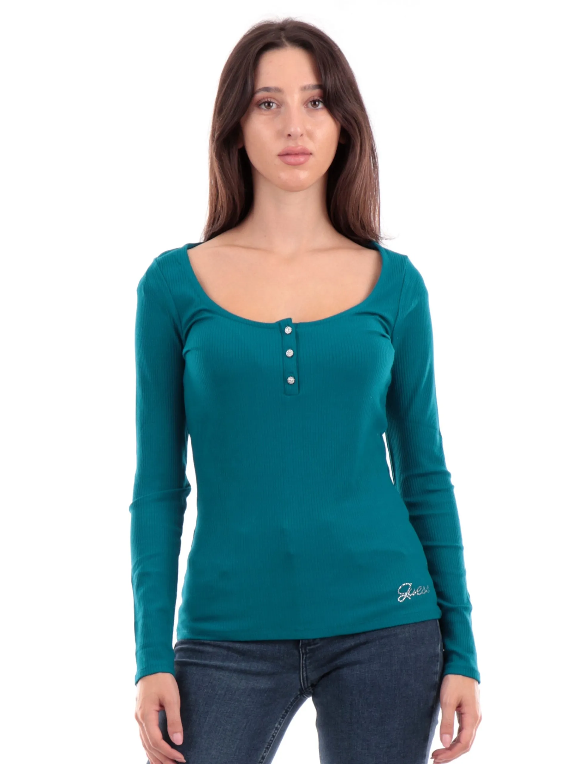 GUESS Maglie*Maglia verde da donna Karlee Jewel W2YP46KBCO2