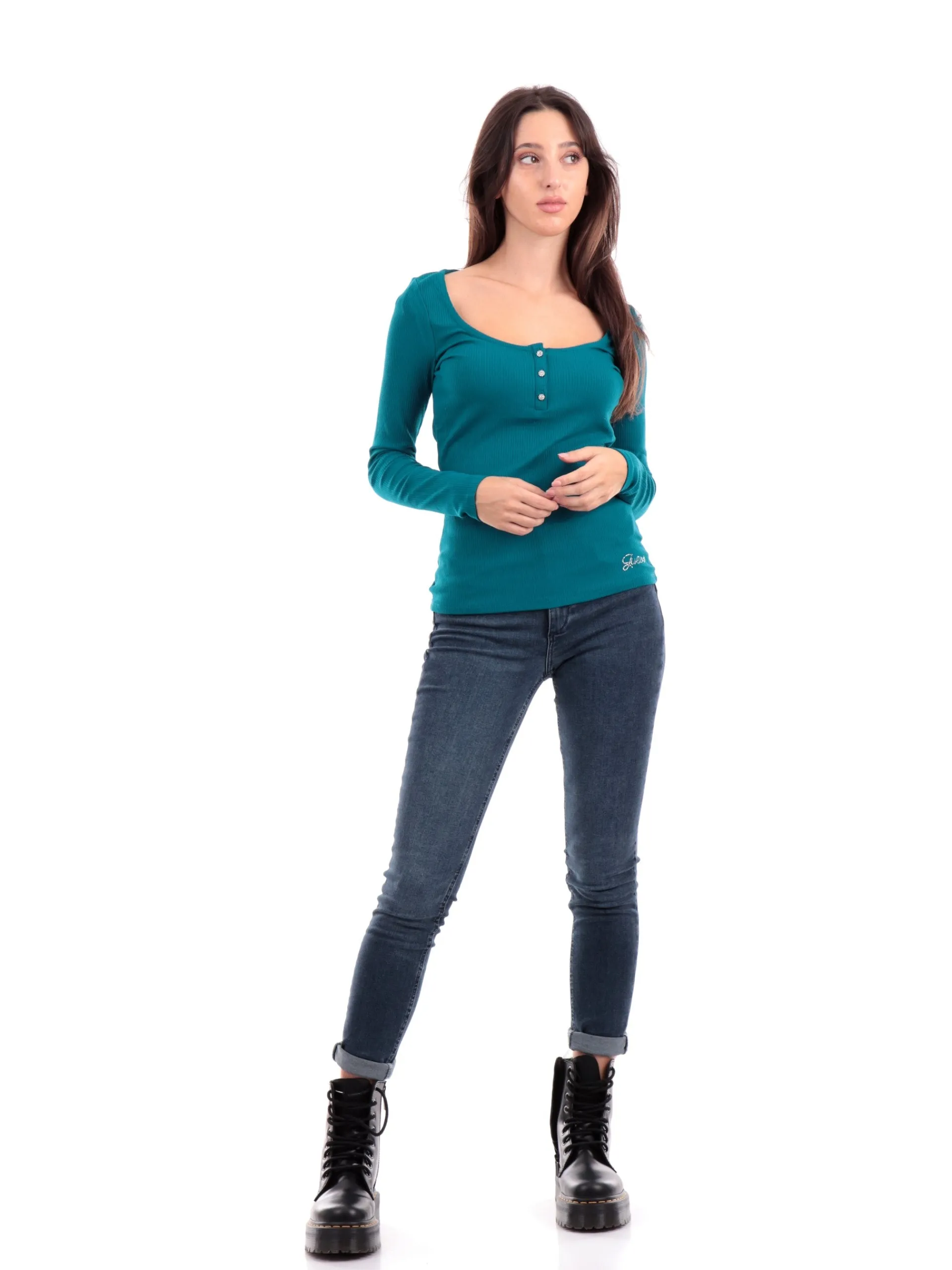 GUESS Maglie*Maglia verde da donna Karlee Jewel W2YP46KBCO2