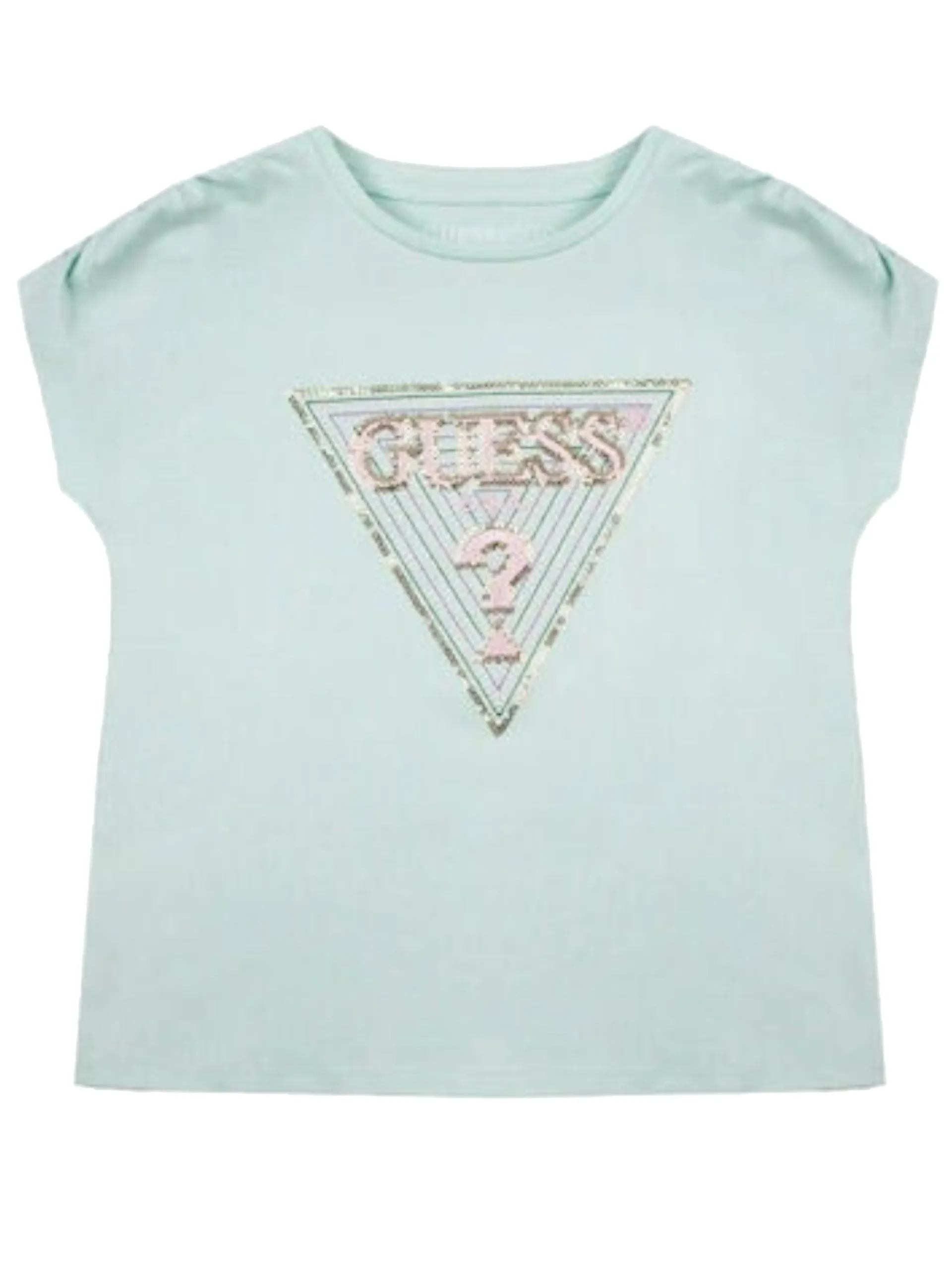 GUESS T-Shirt*Maglia verde maniche pipistrello da bambina logo con paillettes K5GI12K6YW4
