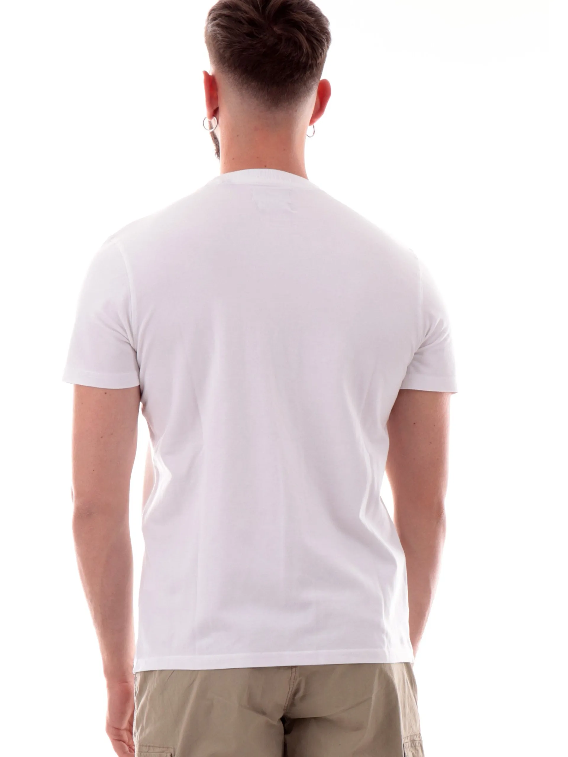 IMPURE T-Shirt*Maglia bianca girocollo da uomo con taschino cotone piquet MORRIS