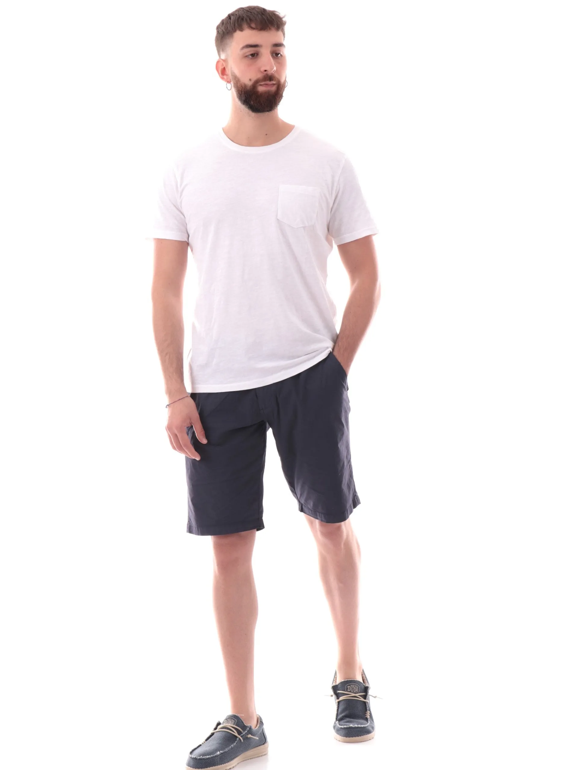 IMPURE T-Shirt*Maglia bianca girocollo da uomo con taschino MORRIS