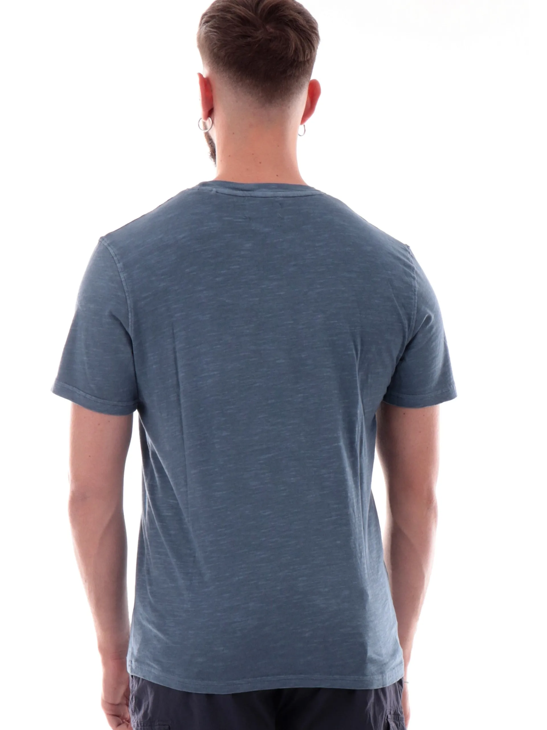IMPURE T-Shirt*Maglia blu girocollo da uomo con taschino MORRIS