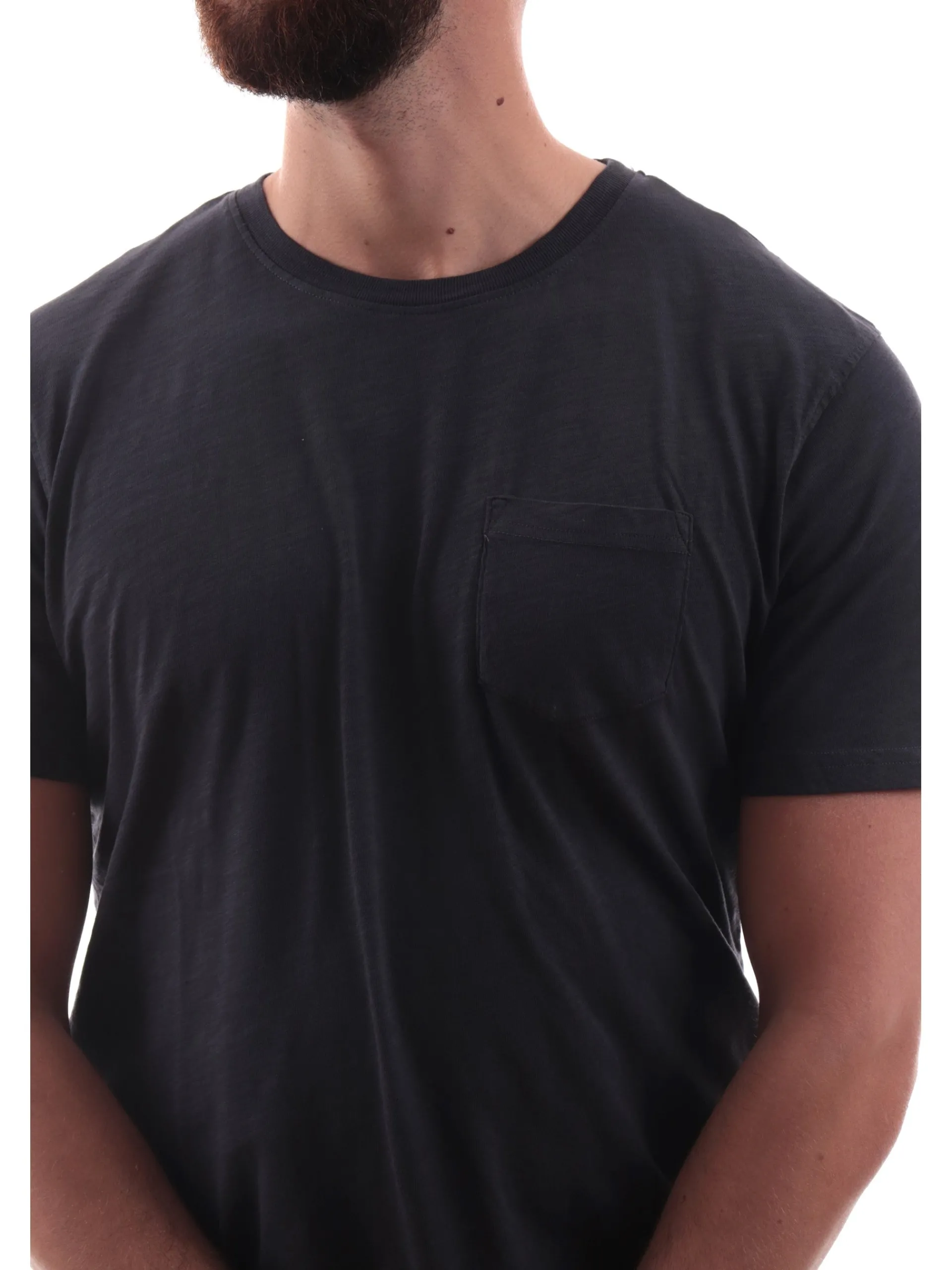 IMPURE T-Shirt*Maglia blu girocollo da uomo con taschino MORRIS