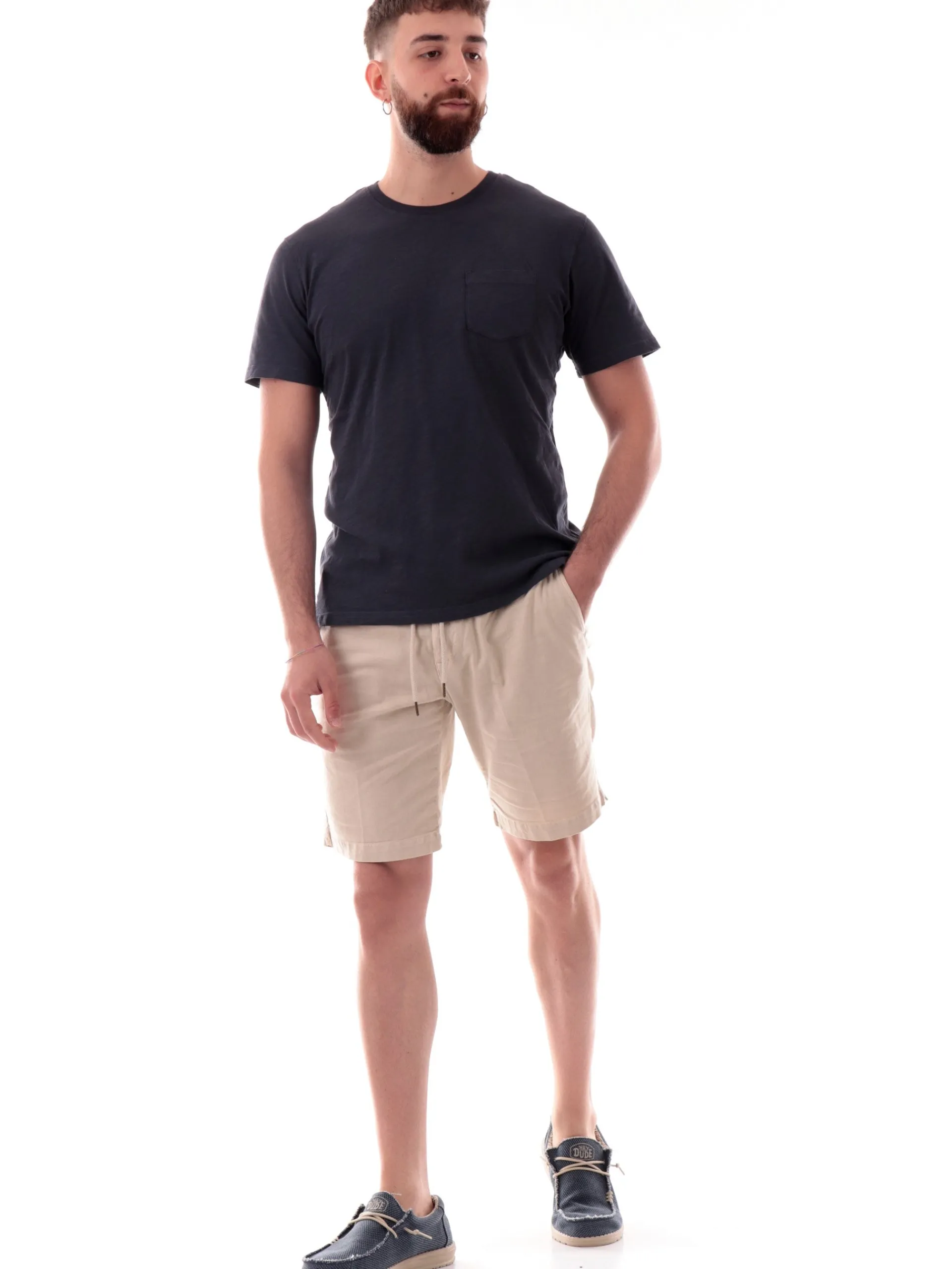 IMPURE T-Shirt*Maglia blu girocollo da uomo con taschino MORRIS