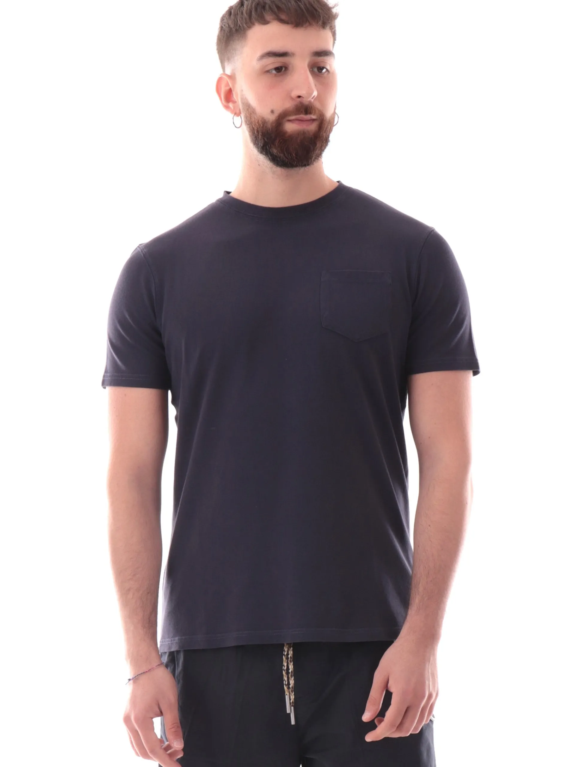 IMPURE T-Shirt*Maglia blu girocollo da uomo con taschino MORRIS