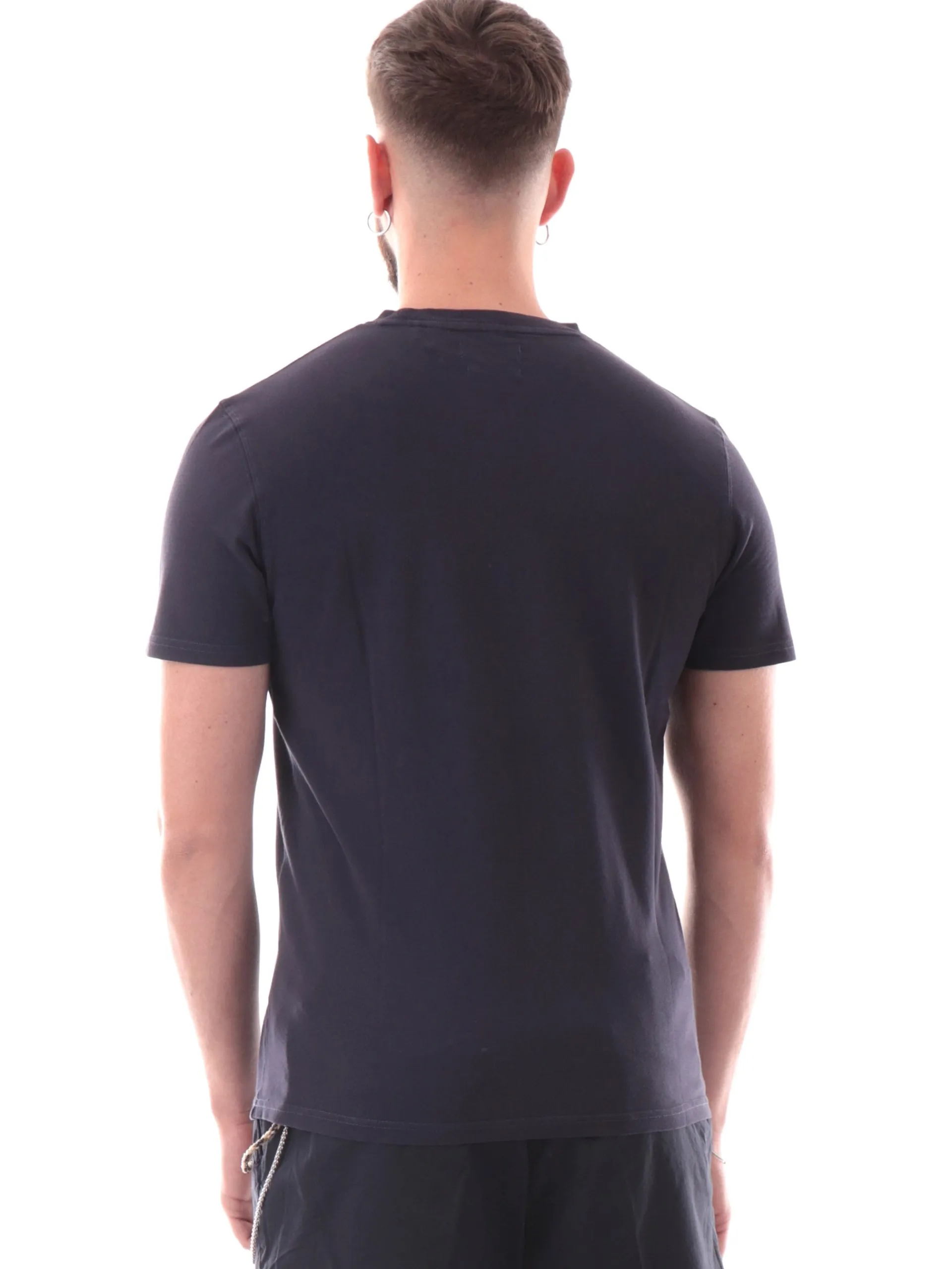 IMPURE T-Shirt*Maglia blu girocollo da uomo con taschino MORRIS