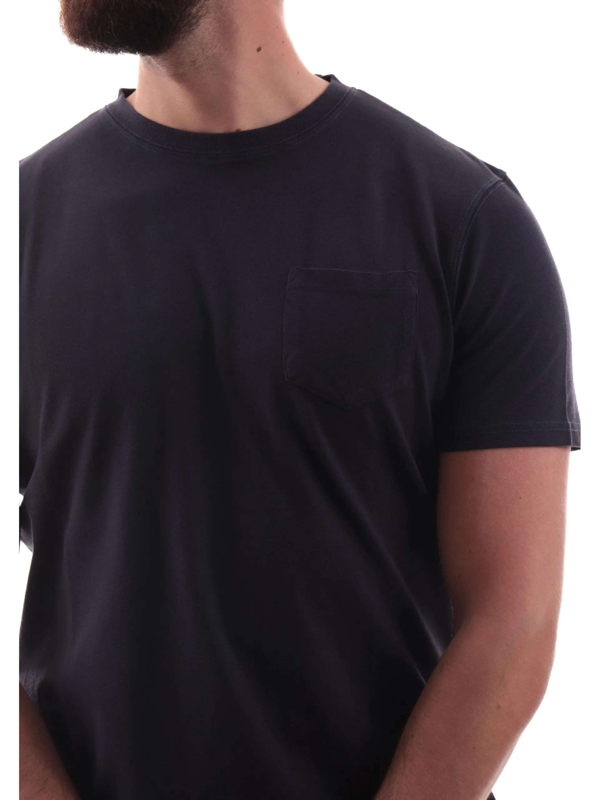 IMPURE T-Shirt*Maglia blu girocollo da uomo con taschino MORRIS