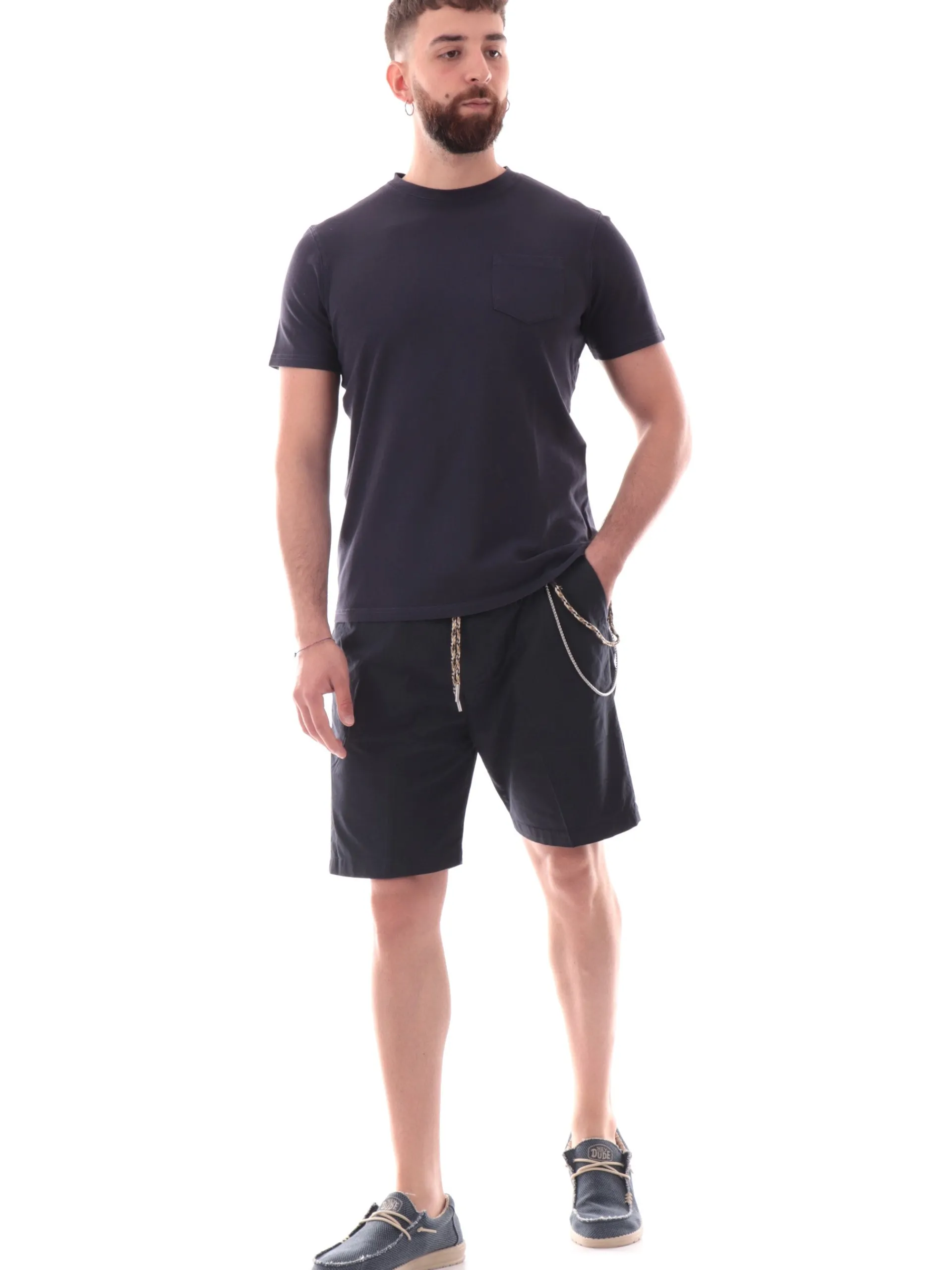 IMPURE T-Shirt*Maglia blu girocollo da uomo con taschino MORRIS