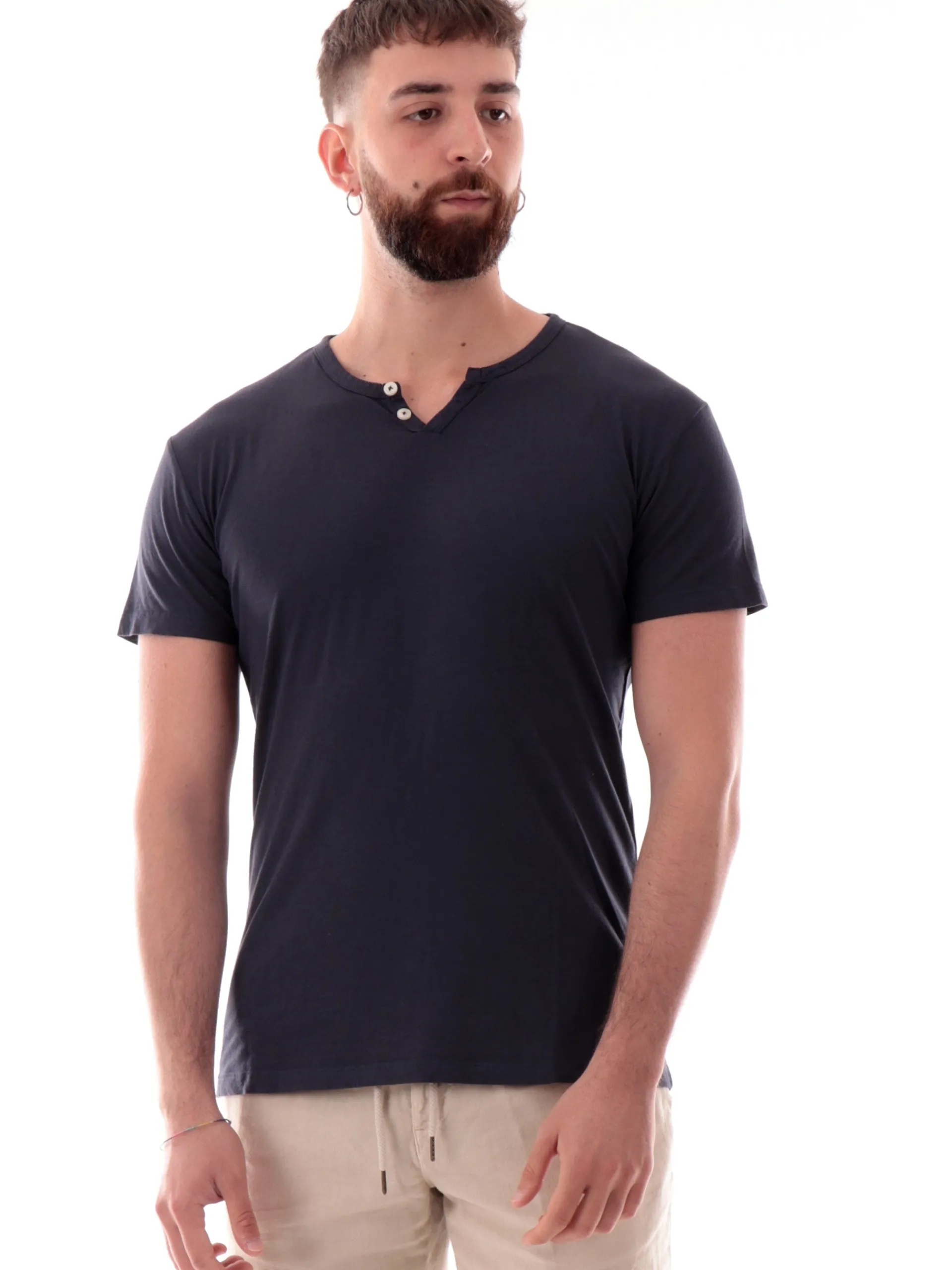 IMPURE T-Shirt*Maglia blu scollo a V da uomo Chester LESTER