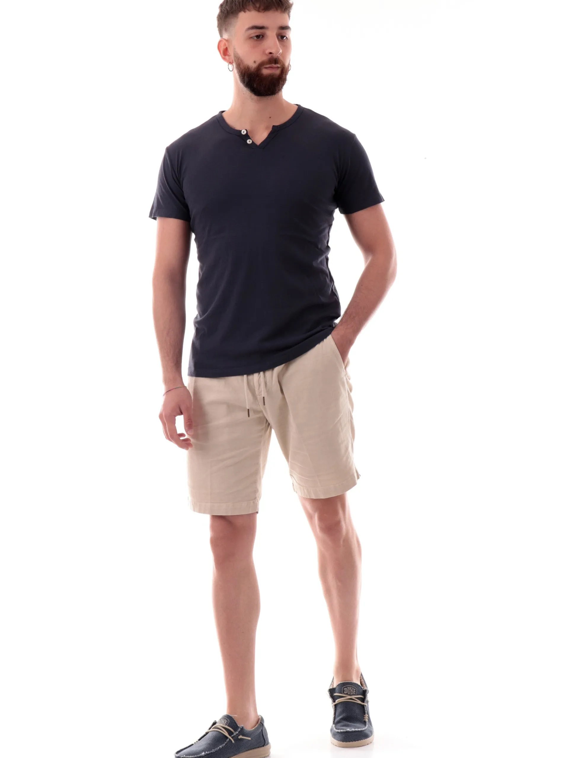 IMPURE T-Shirt*Maglia blu scollo a V da uomo Chester LESTER