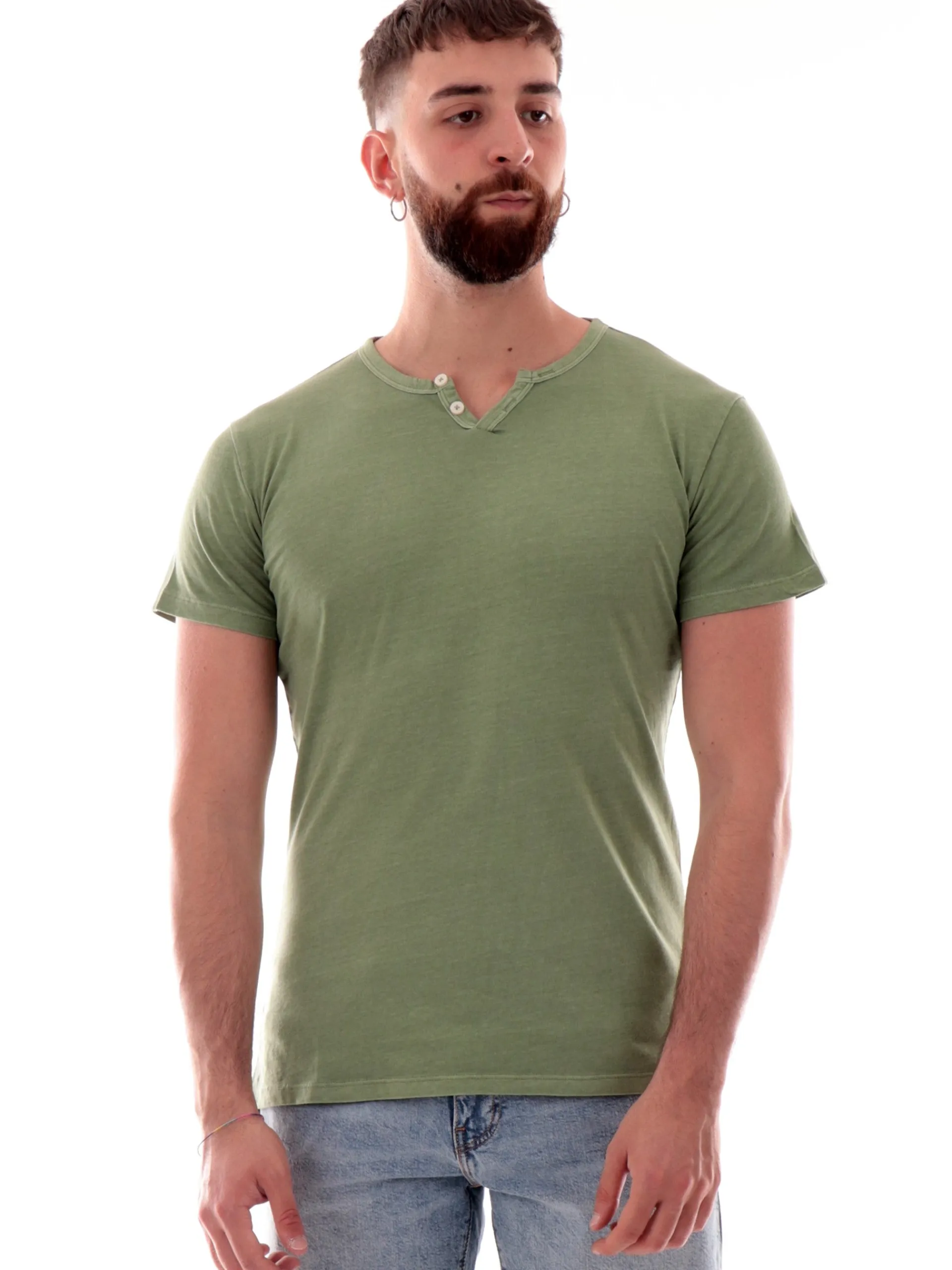 IMPURE T-Shirt*Maglia verde scollo a V da uomo Chester LESTER