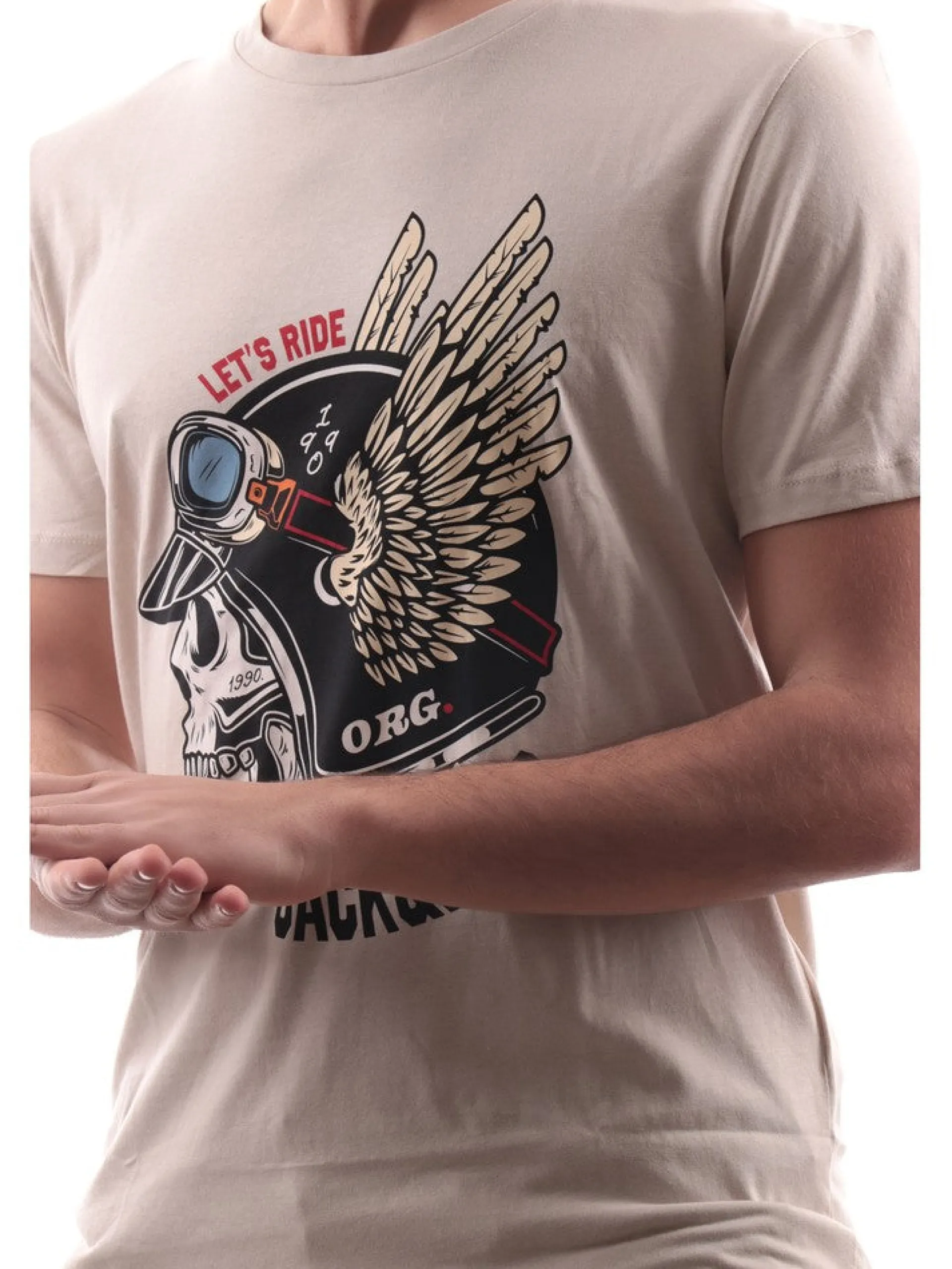 JACK&JONES T-Shirt*Maglia Jack and Jones beige da uomo con stampa urban 12227779