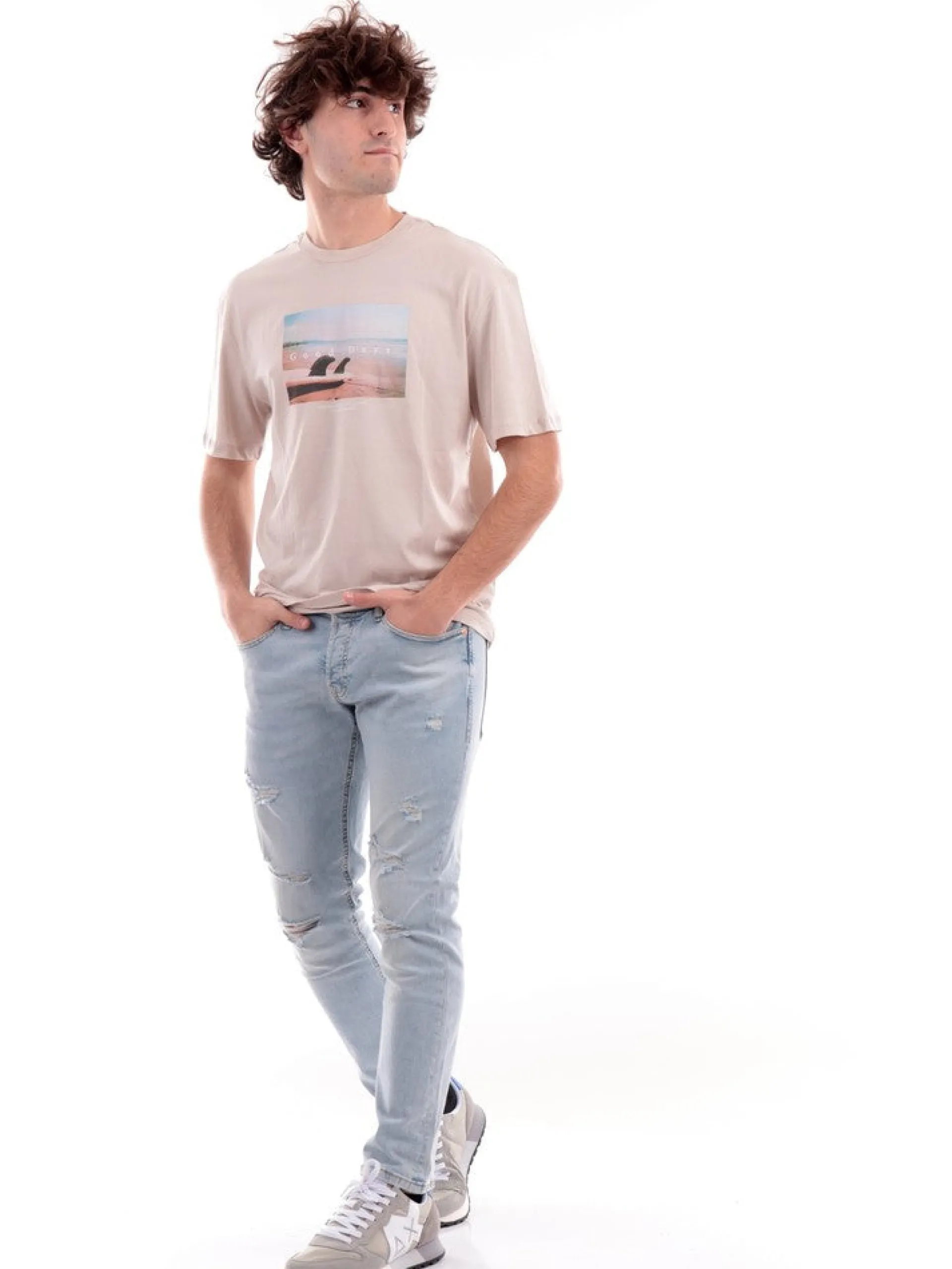 JACK&JONES T-Shirt*Maglia Jack and Jones beige da uomo con grafica 12227781