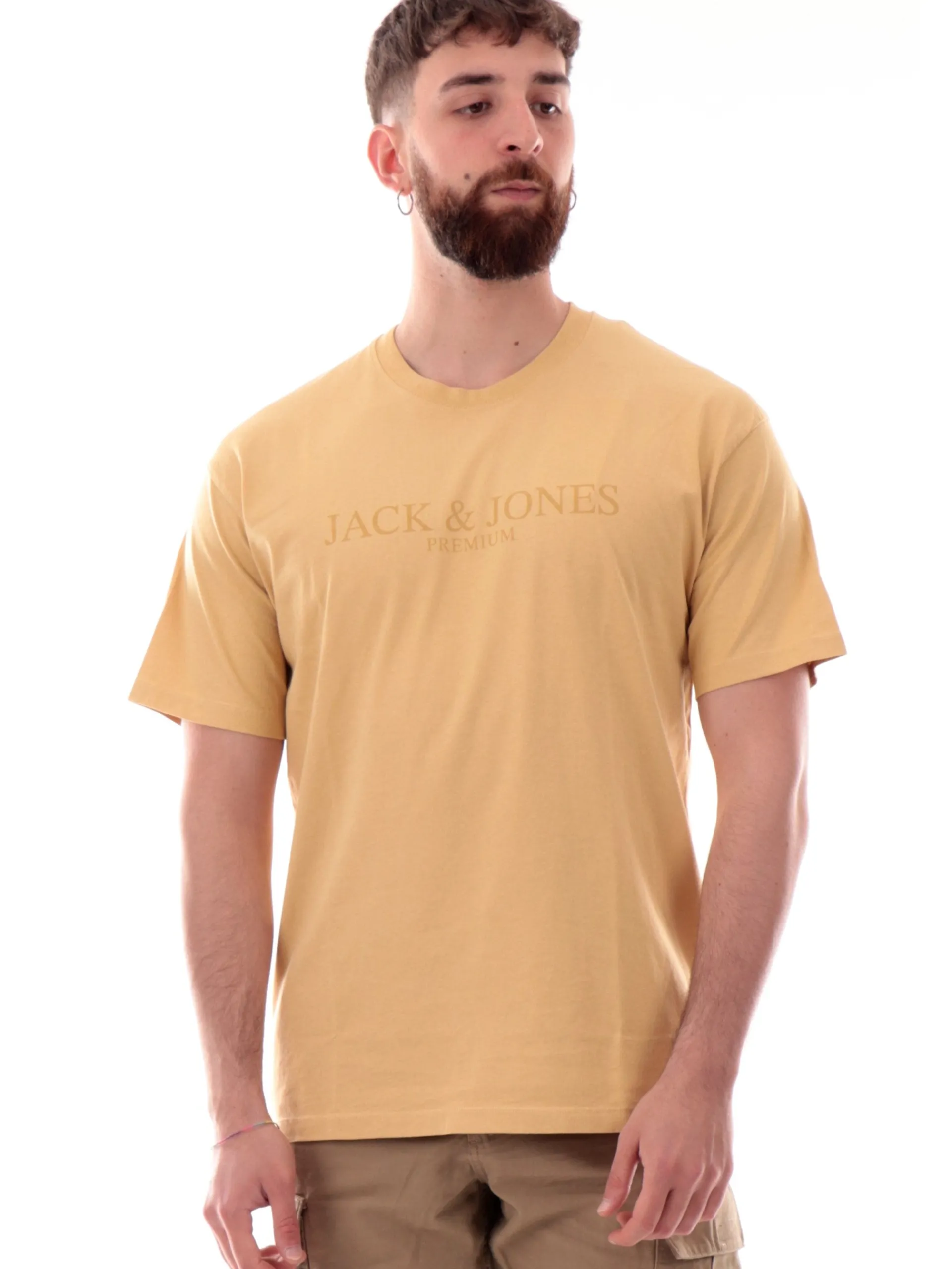 JACK&JONES T-Shirt*Maglia Jack Jones beige da uomo maxi stampa 12274595