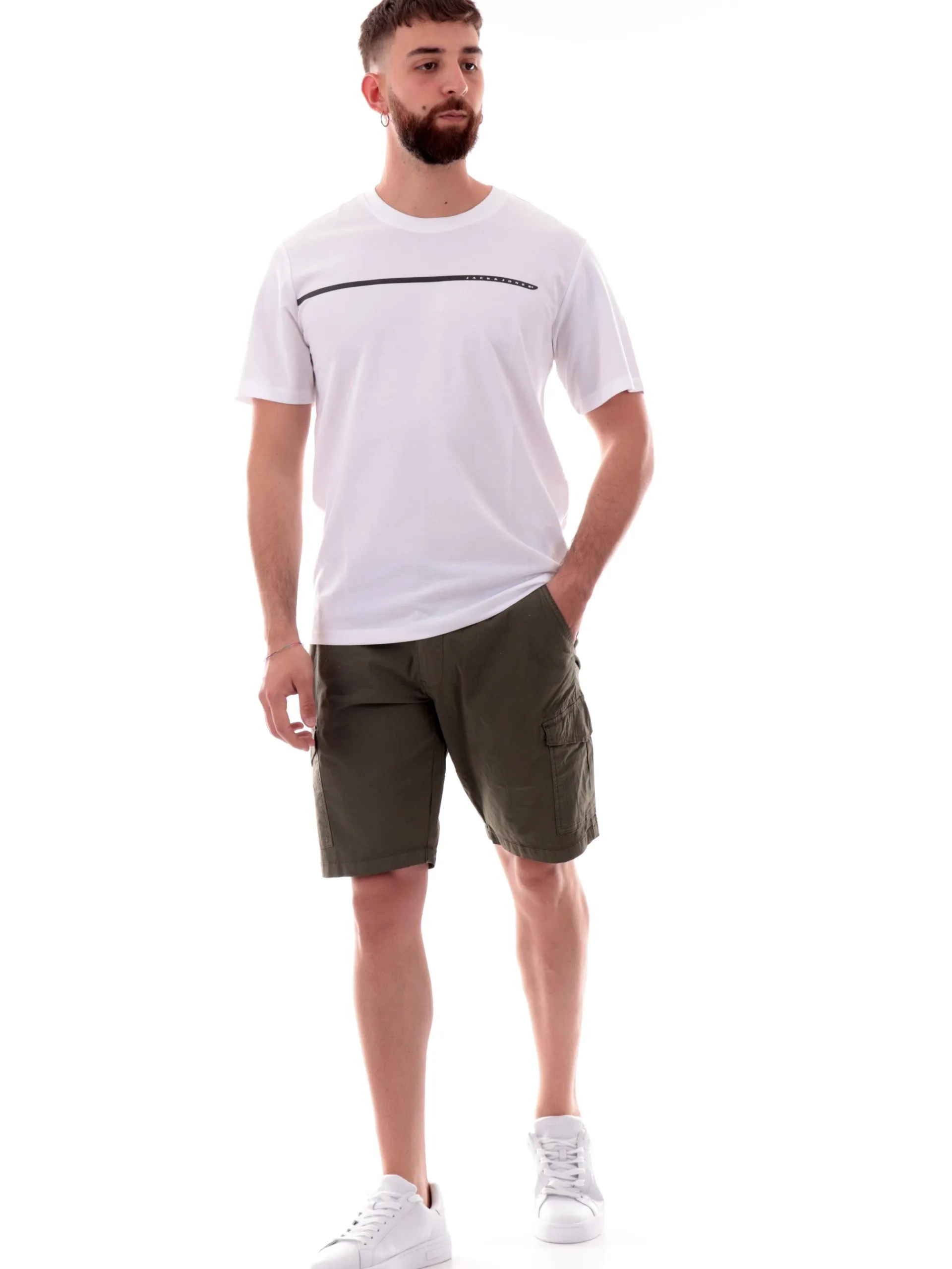 JACK&JONES T-Shirt*Maglia Jack Jones bianca da uomo con logo gommato 12273120
