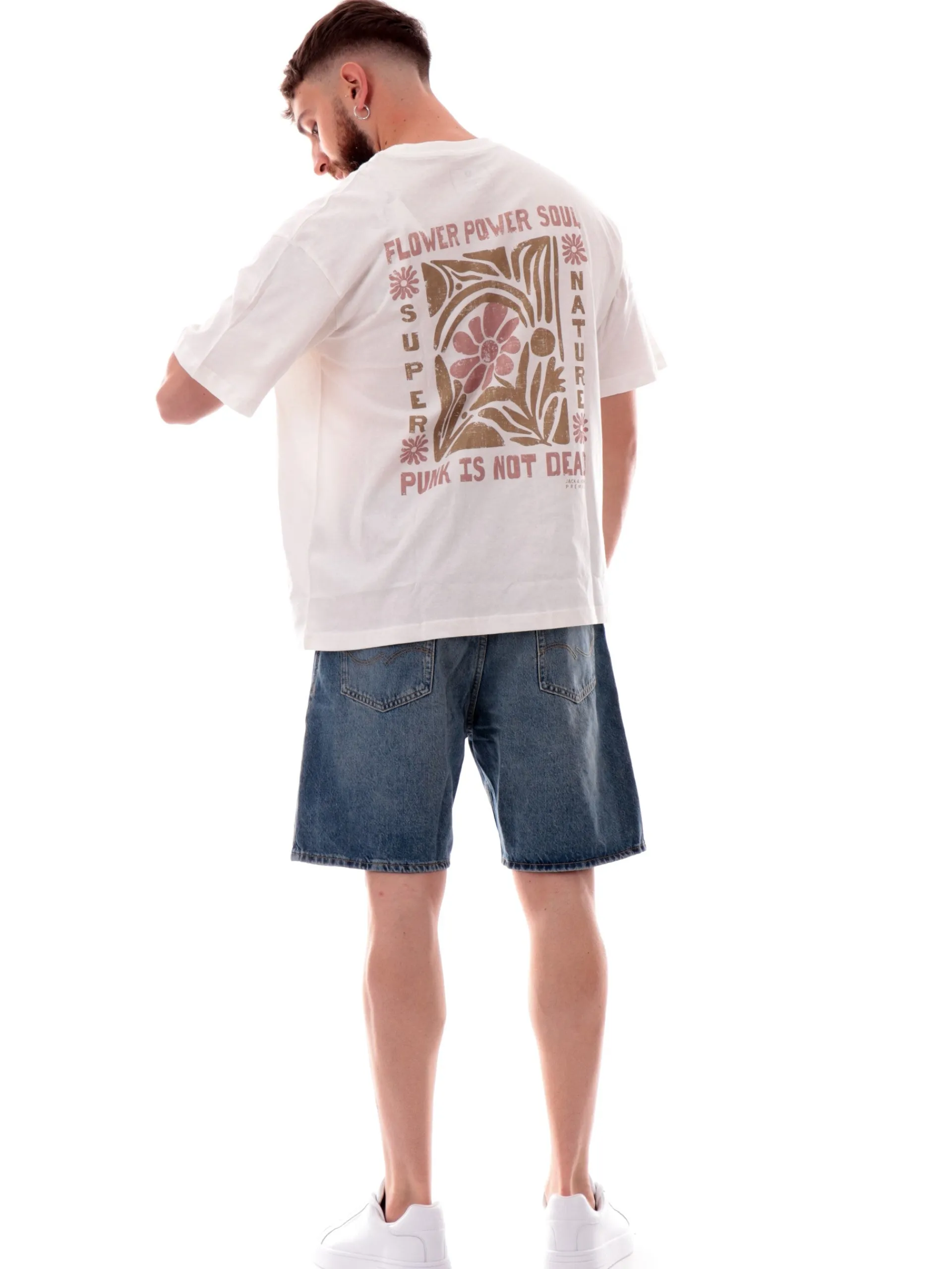 JACK&JONES T-Shirt*Maglia Jack Jones bianca da uomo maxi stampa flower posteriore 12277775