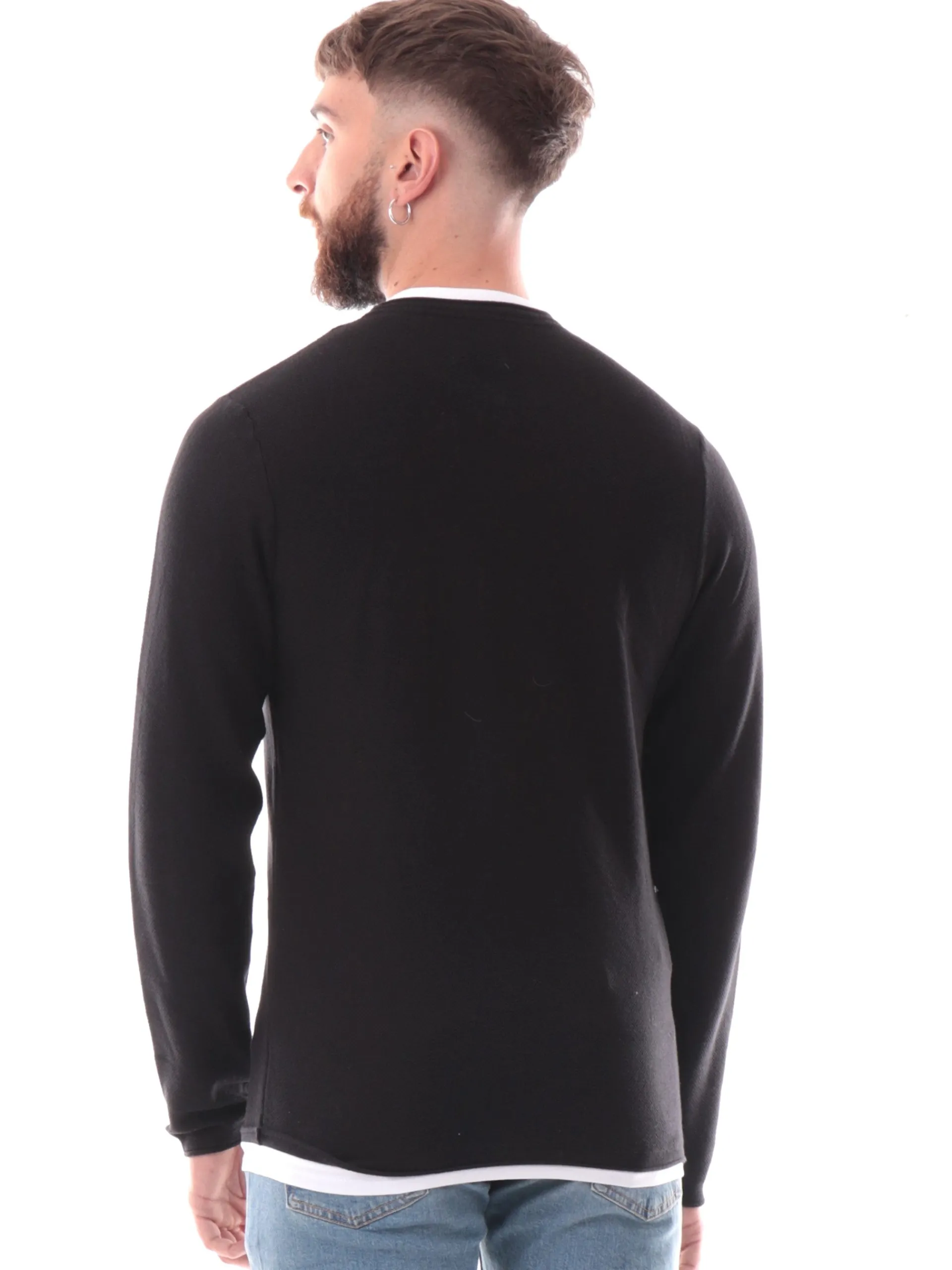 JACK&JONES Maglie*Maglia Jack Jones blu da uomo con effetto doppio piquet Knitted 12227443