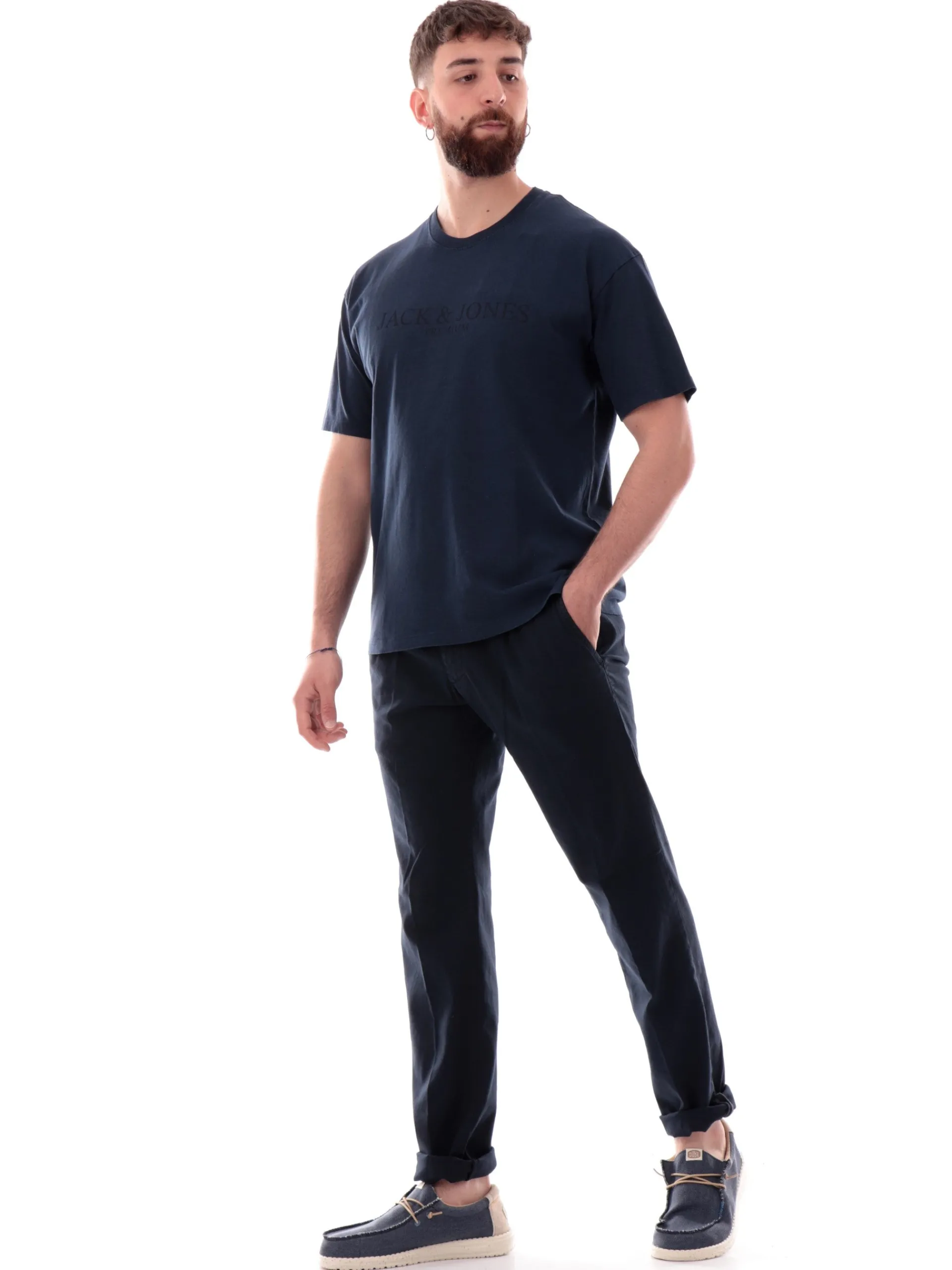 JACK&JONES T-Shirt*Maglia Jack Jones blu da uomo maxi stampa 12274595