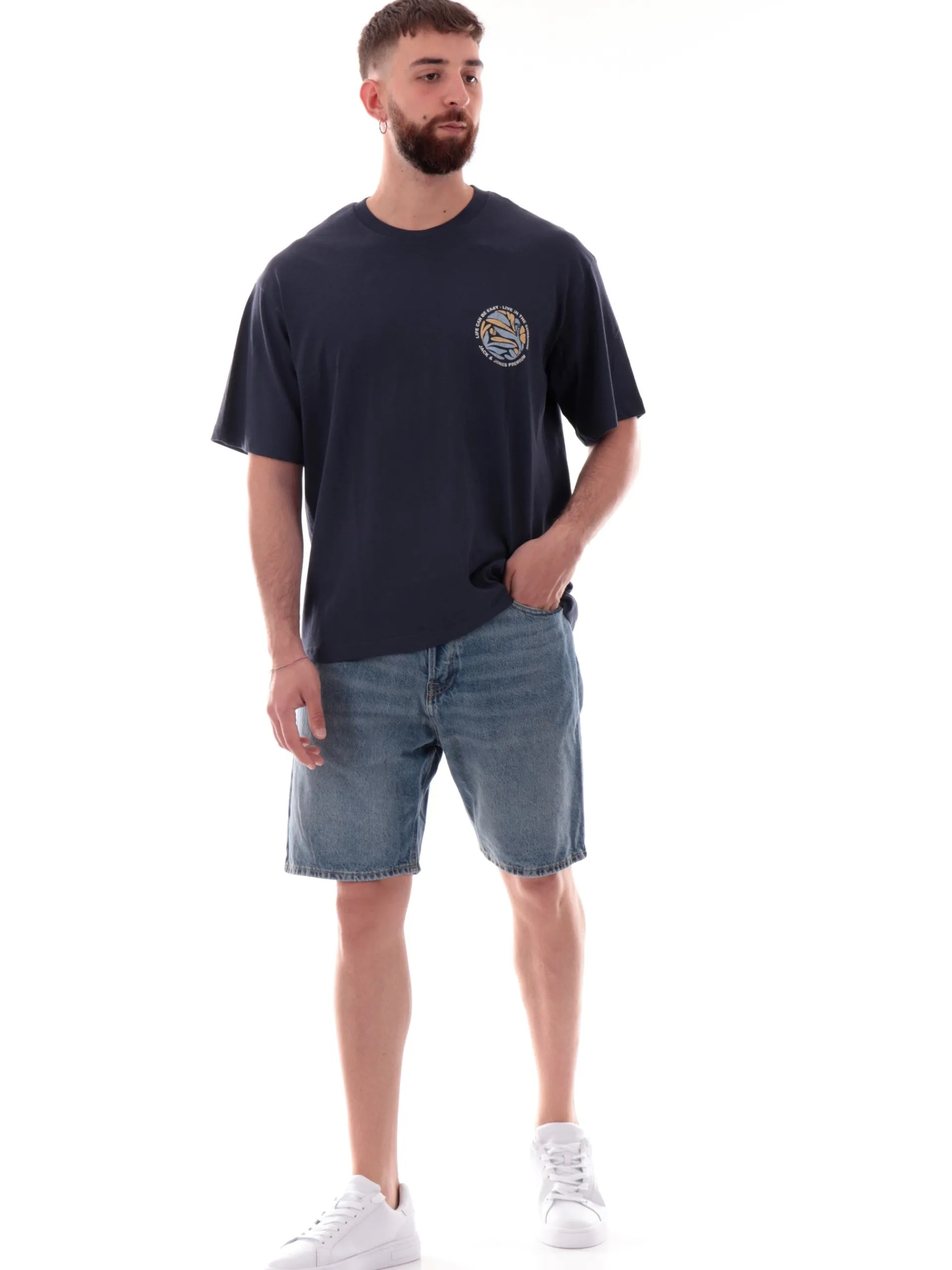 JACK&JONES T-Shirt*Maglia Jack Jones blu da uomo maxi stampa flower posteriore 12277775