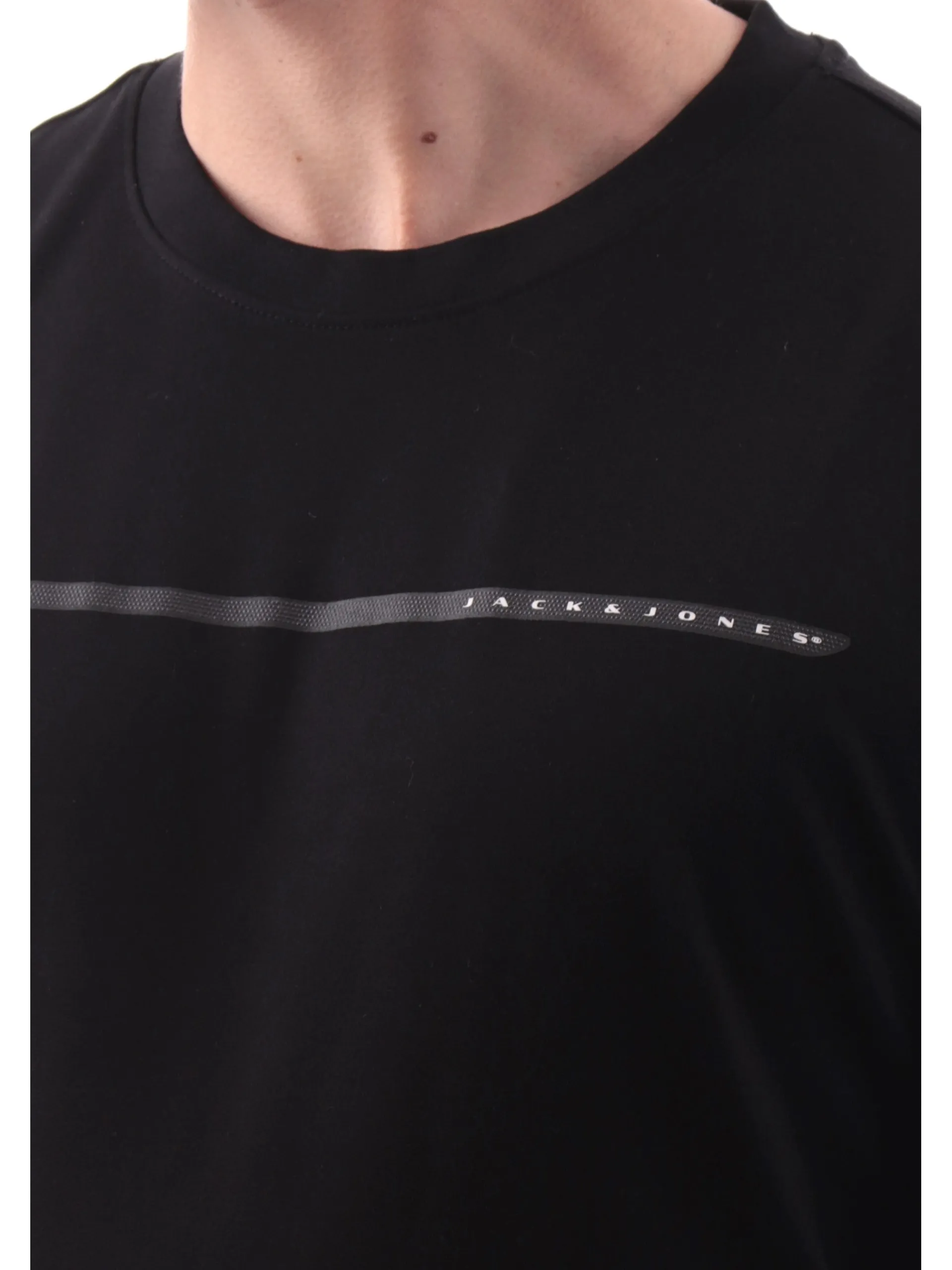 JACK&JONES T-Shirt*Maglia Jack Jones nera da uomo con logo gommato 12273120