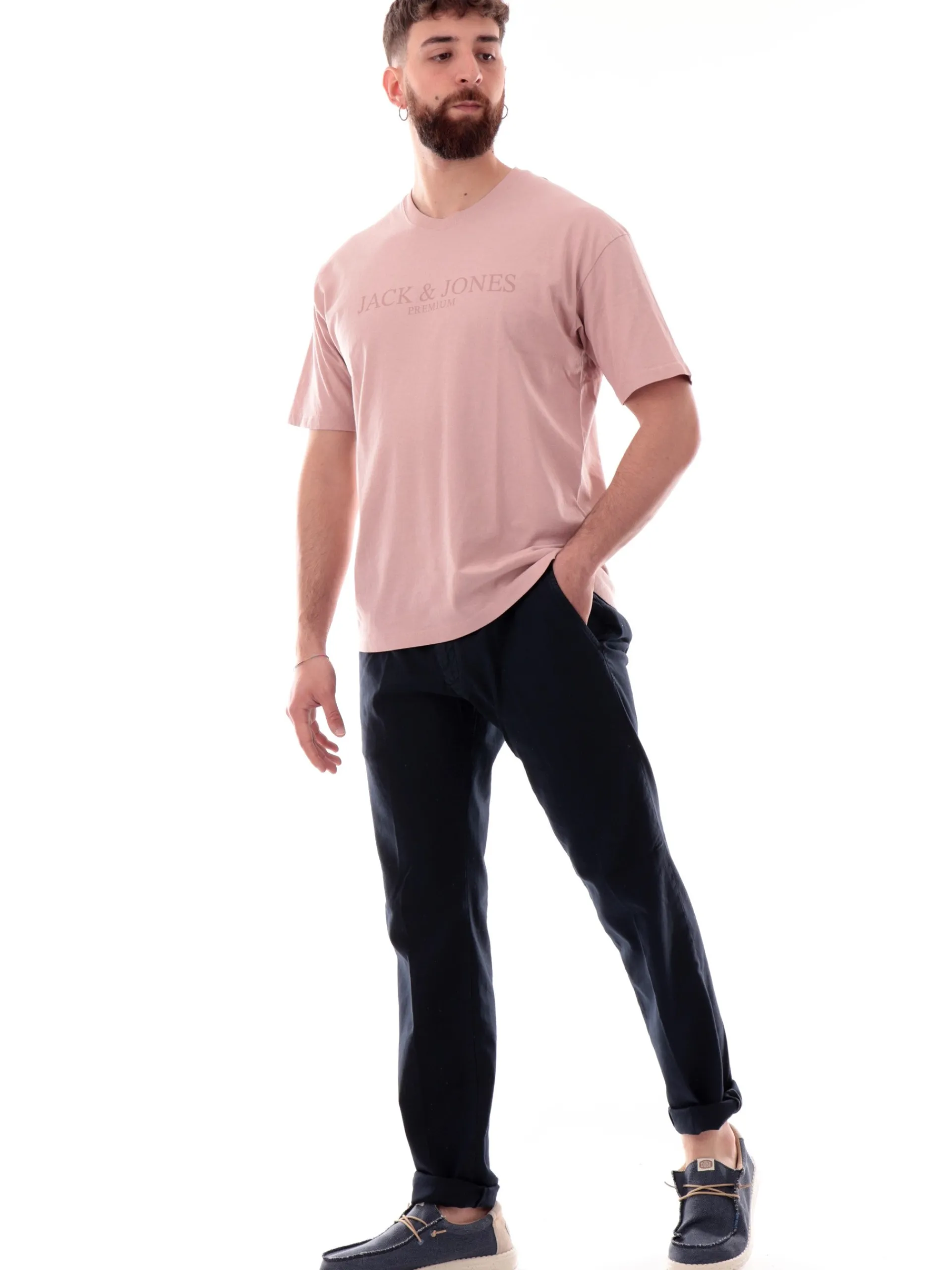 JACK&JONES T-Shirt*Maglia Jack Jones rosa da uomo maxi stampa 12274595