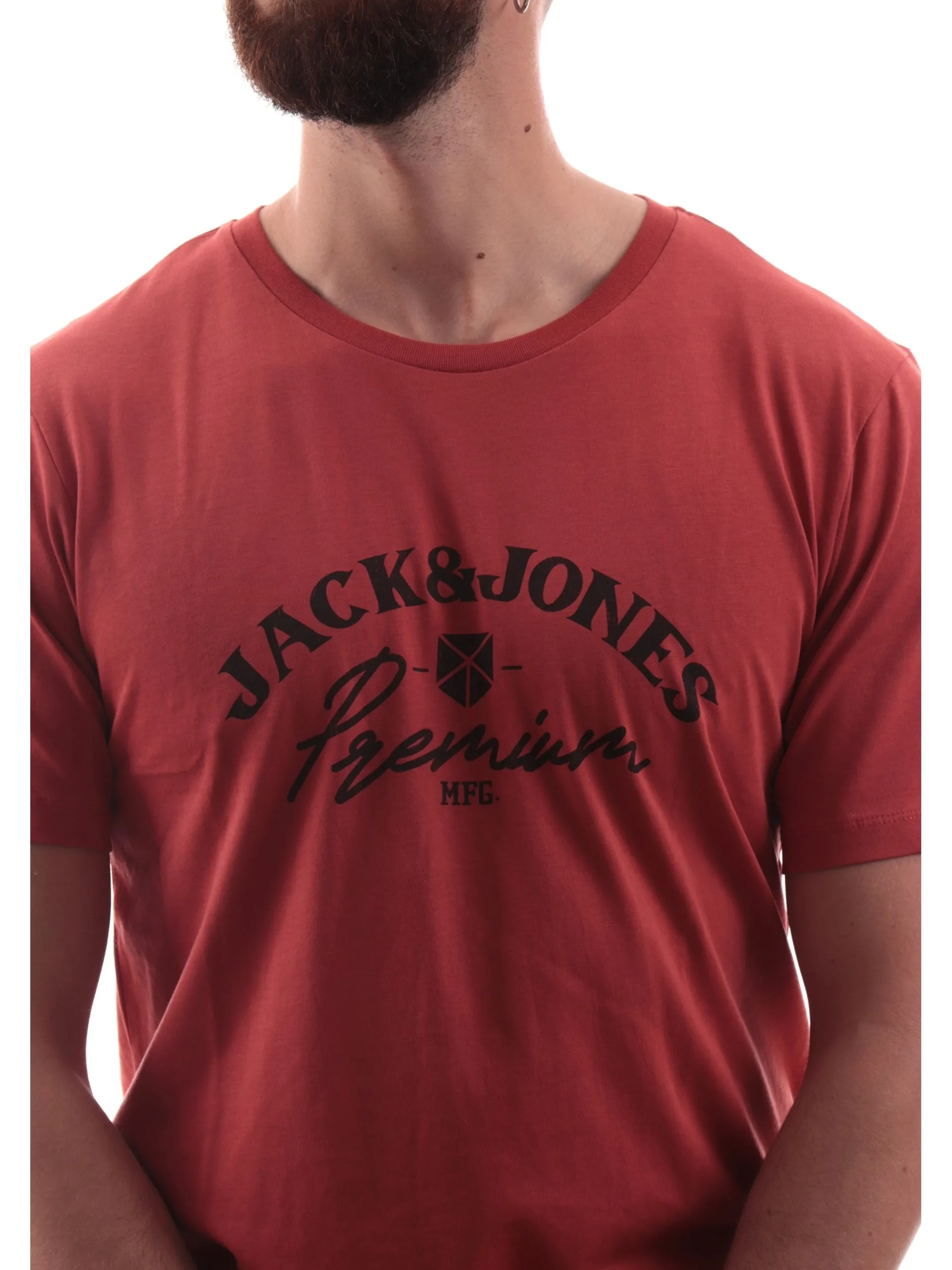 JACK&JONES T-Shirt*Maglia Jack Jones rossa girocollo da uomo maxi stampa Premium 12282248