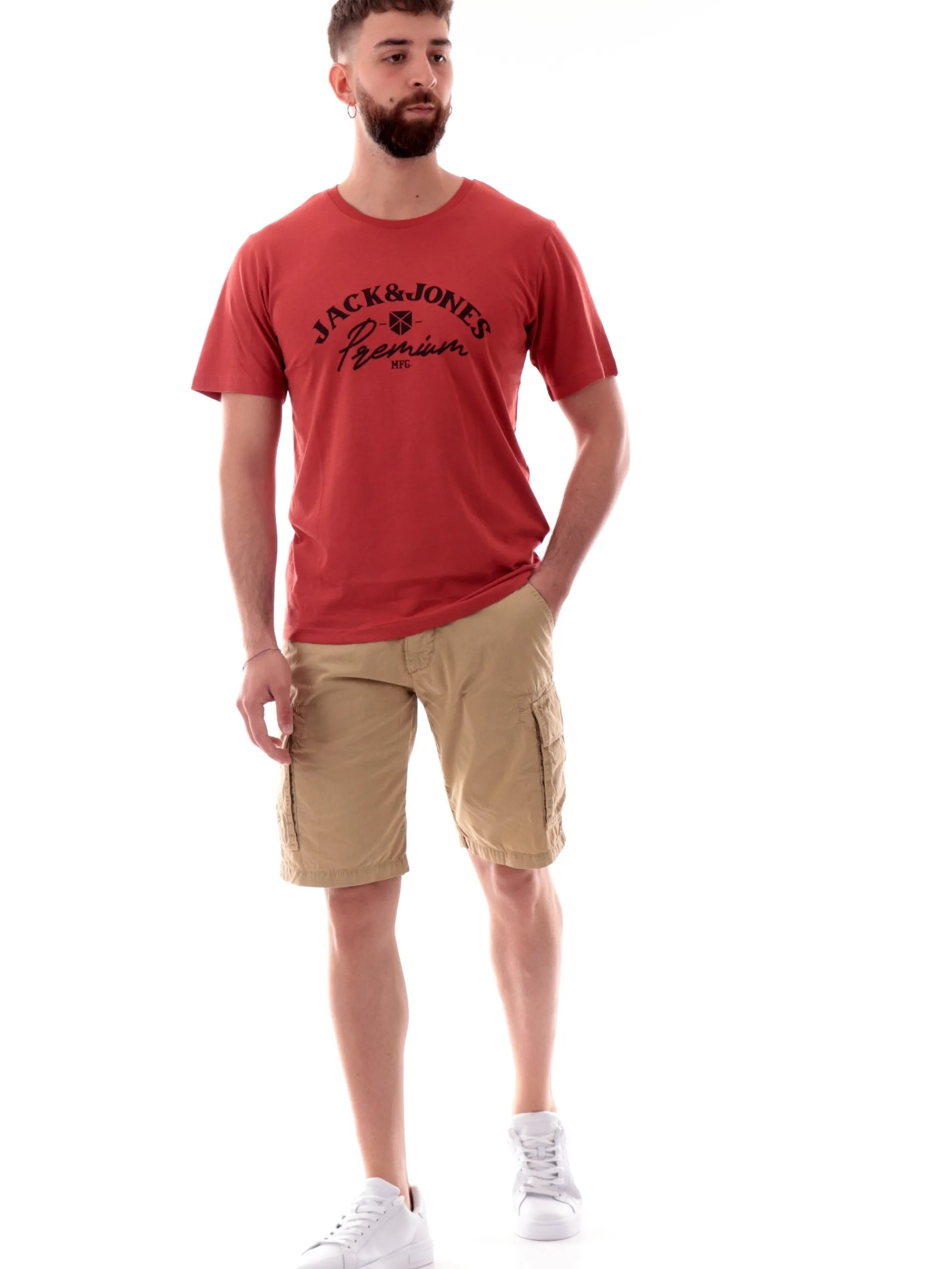 JACK&JONES T-Shirt*Maglia Jack Jones rossa girocollo da uomo maxi stampa Premium 12282248