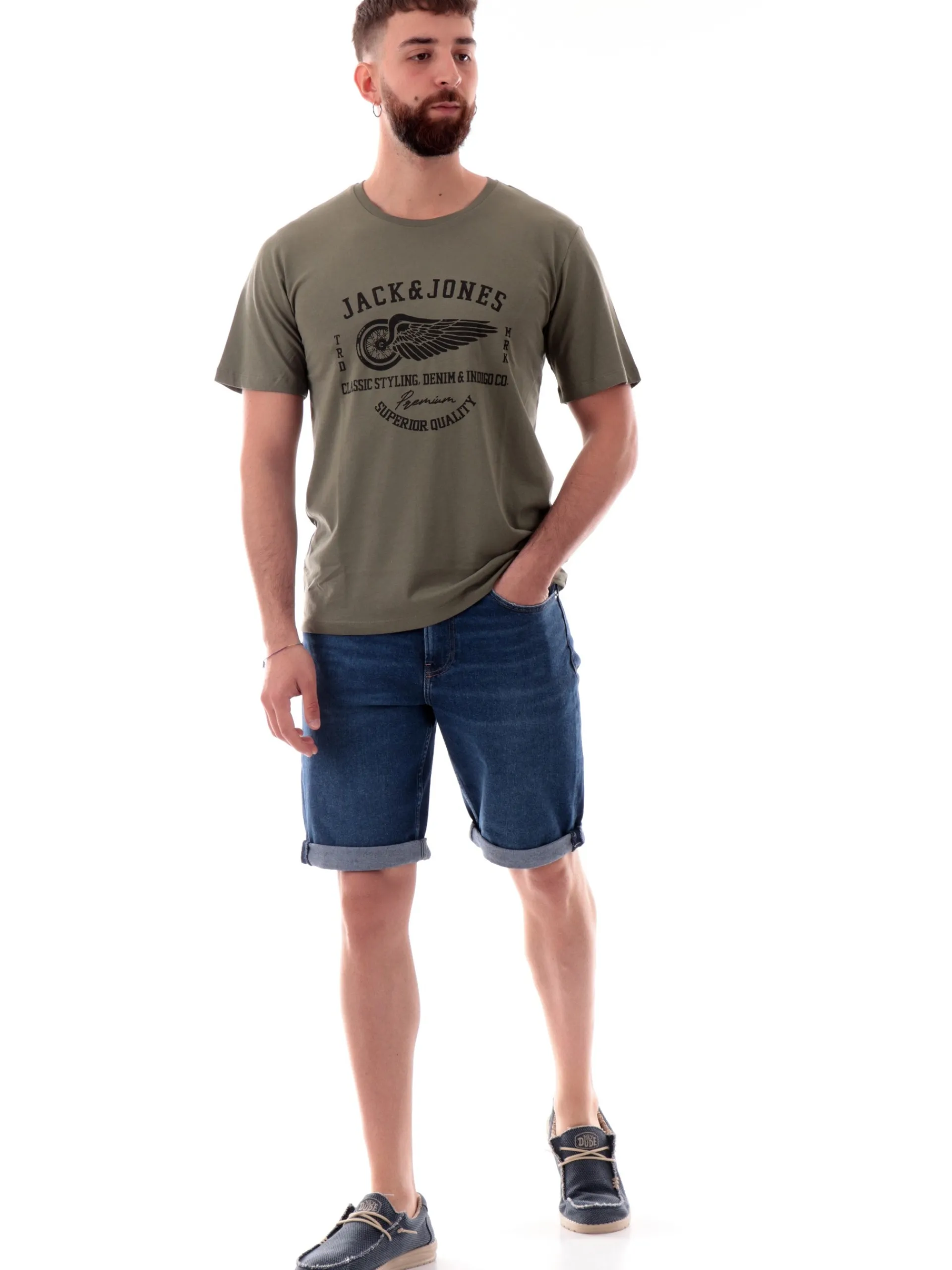 JACK&JONES T-Shirt*Maglia Jack Jones verde girocollo da uomo maxi stampa Premium 12282248