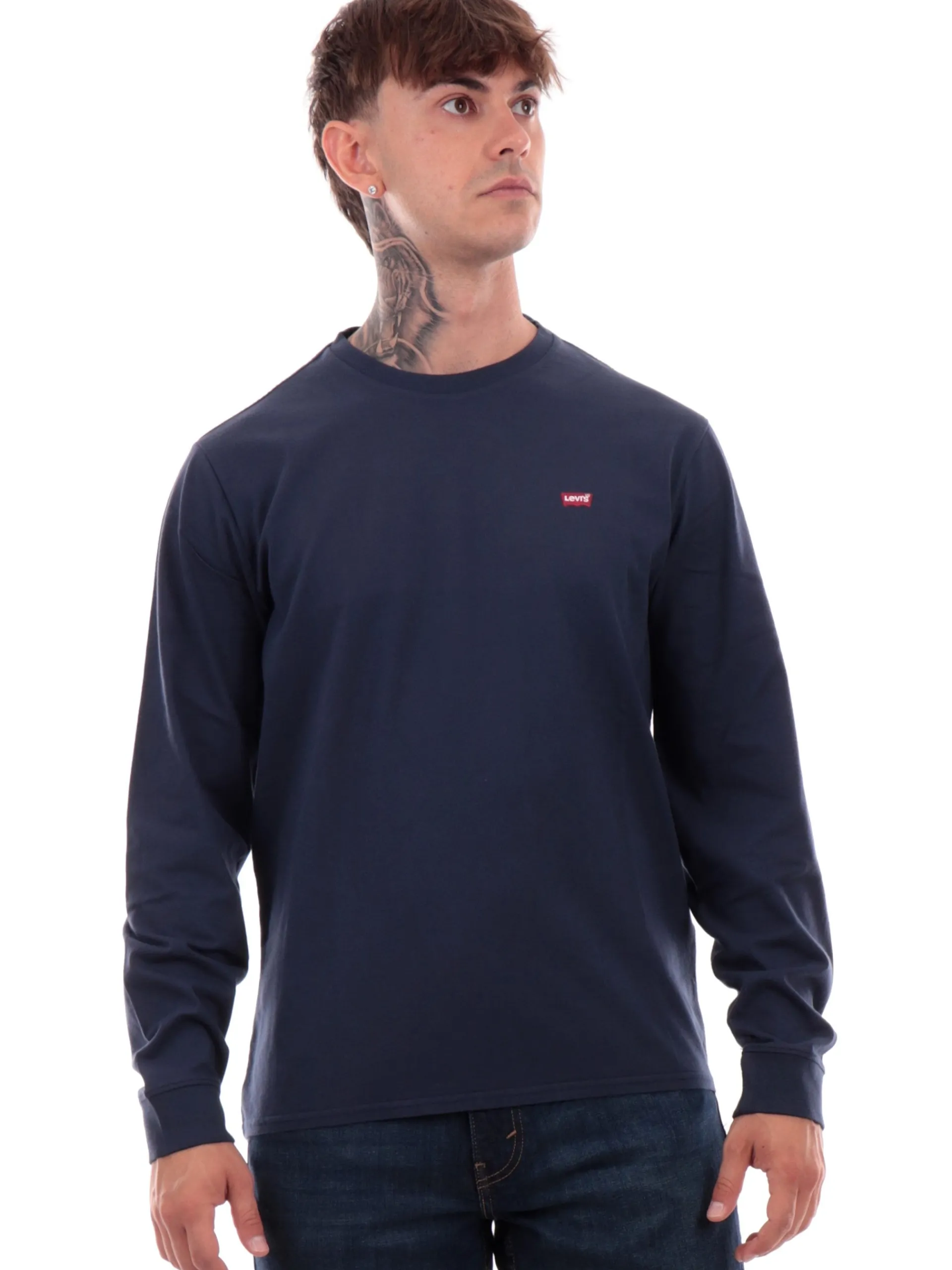 LEVIS T-Shirt*Maglia Levi's blu da uomo maniche lunghe Original 728480