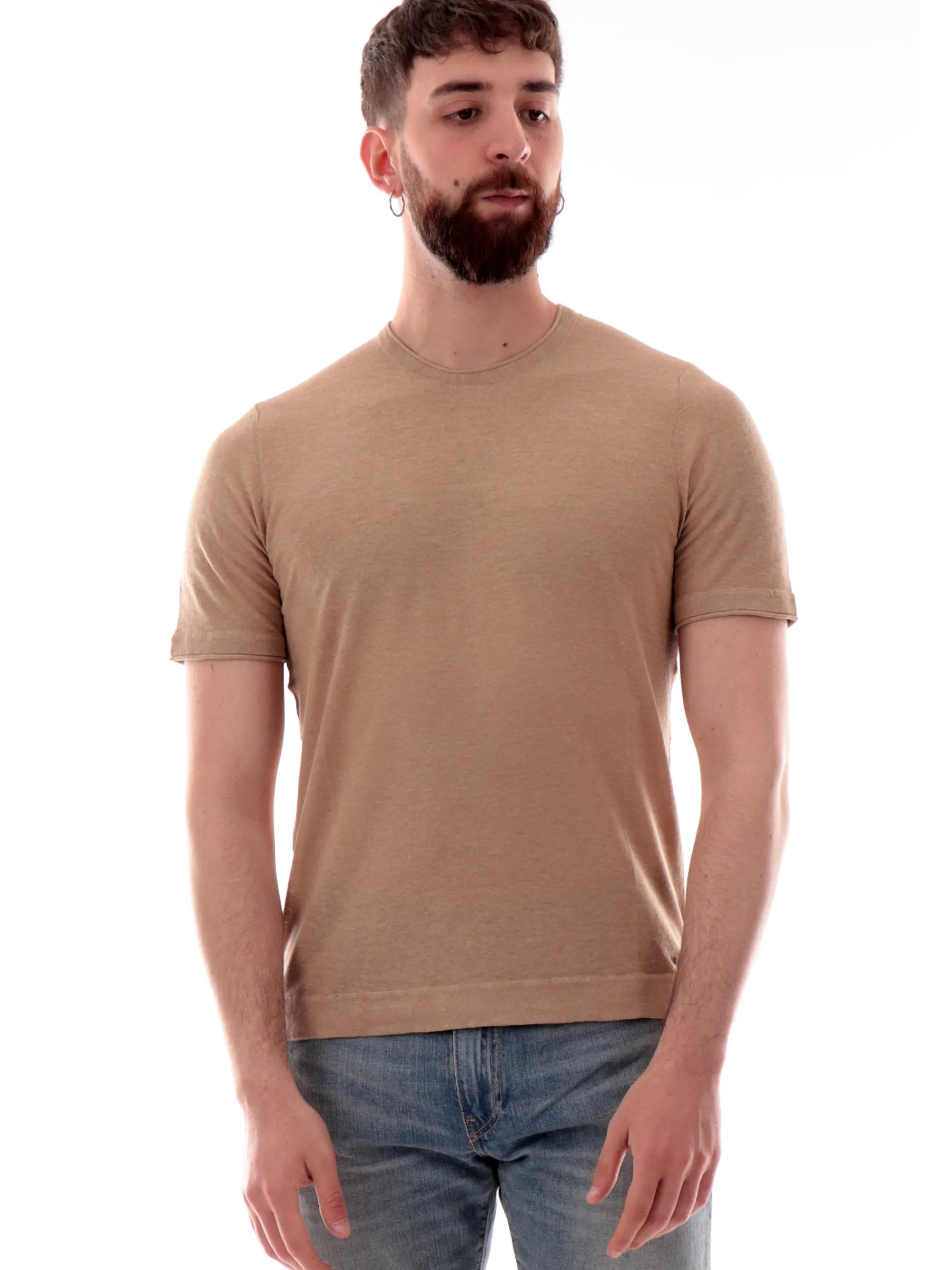 MARKUP Maglie*Maglia lino beige da uomo girocollo MK890015