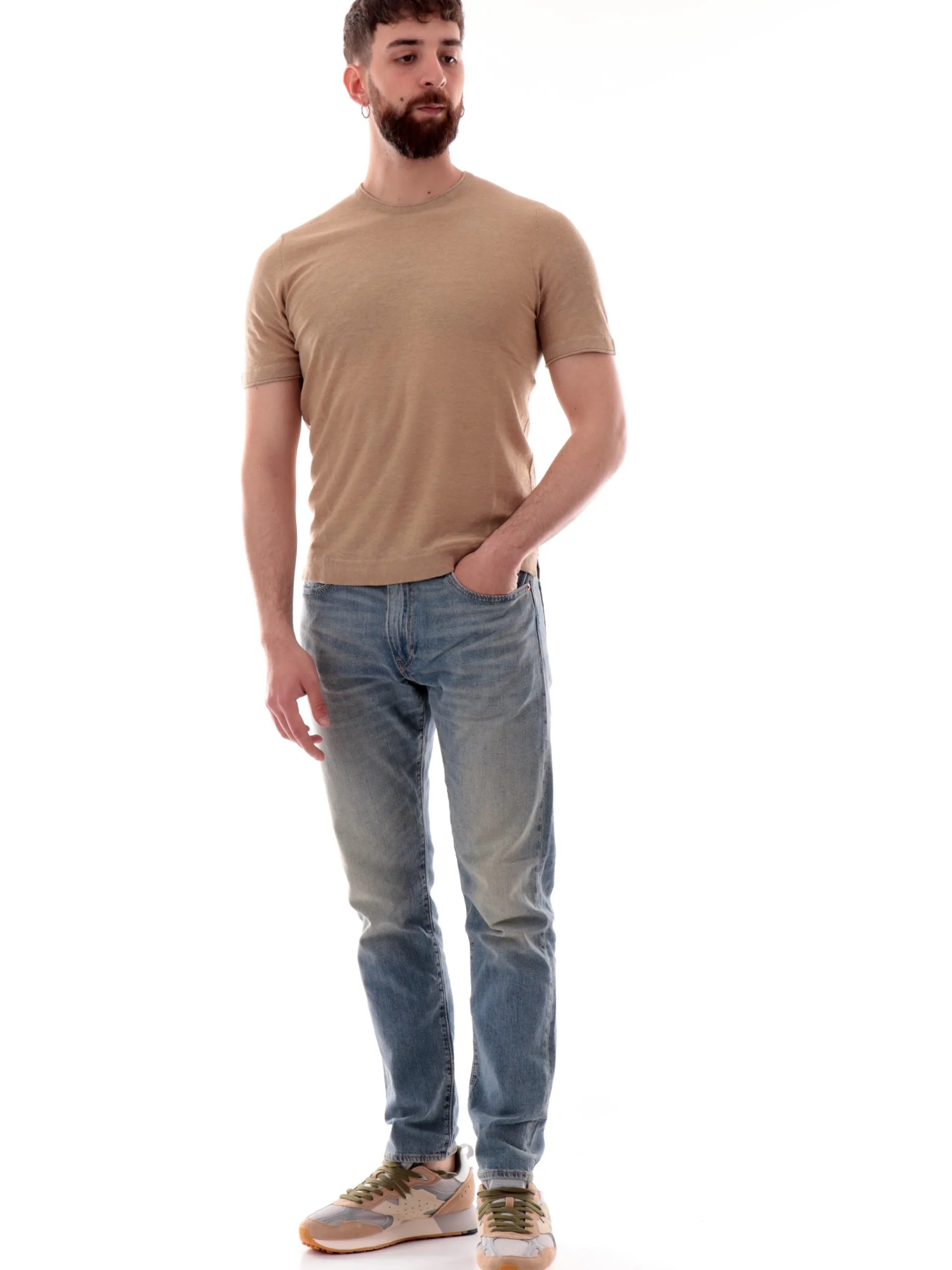 MARKUP Maglie*Maglia lino beige da uomo girocollo MK890015