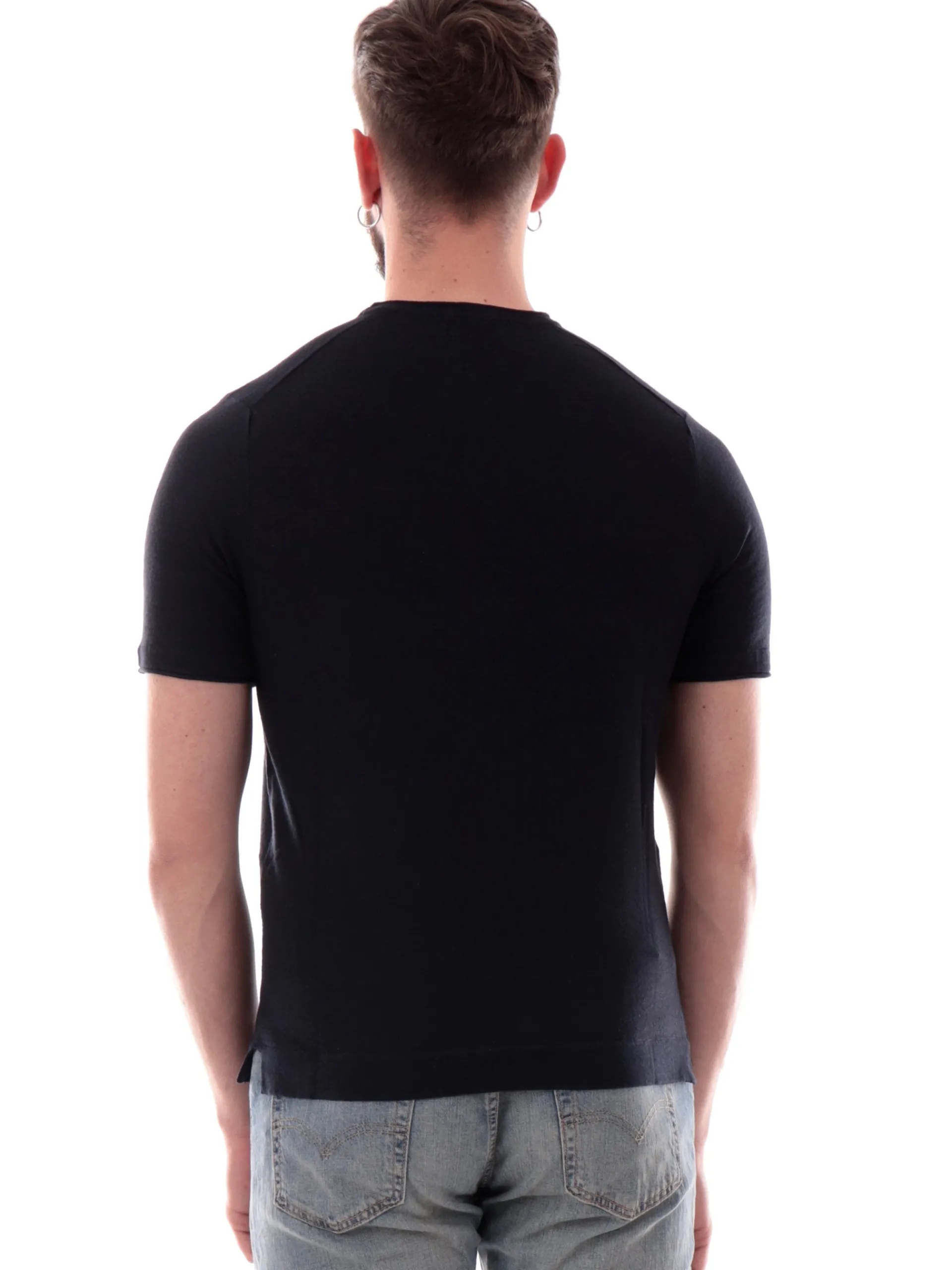 MARKUP Maglie*Maglia lino blu da uomo girocollo MK890015