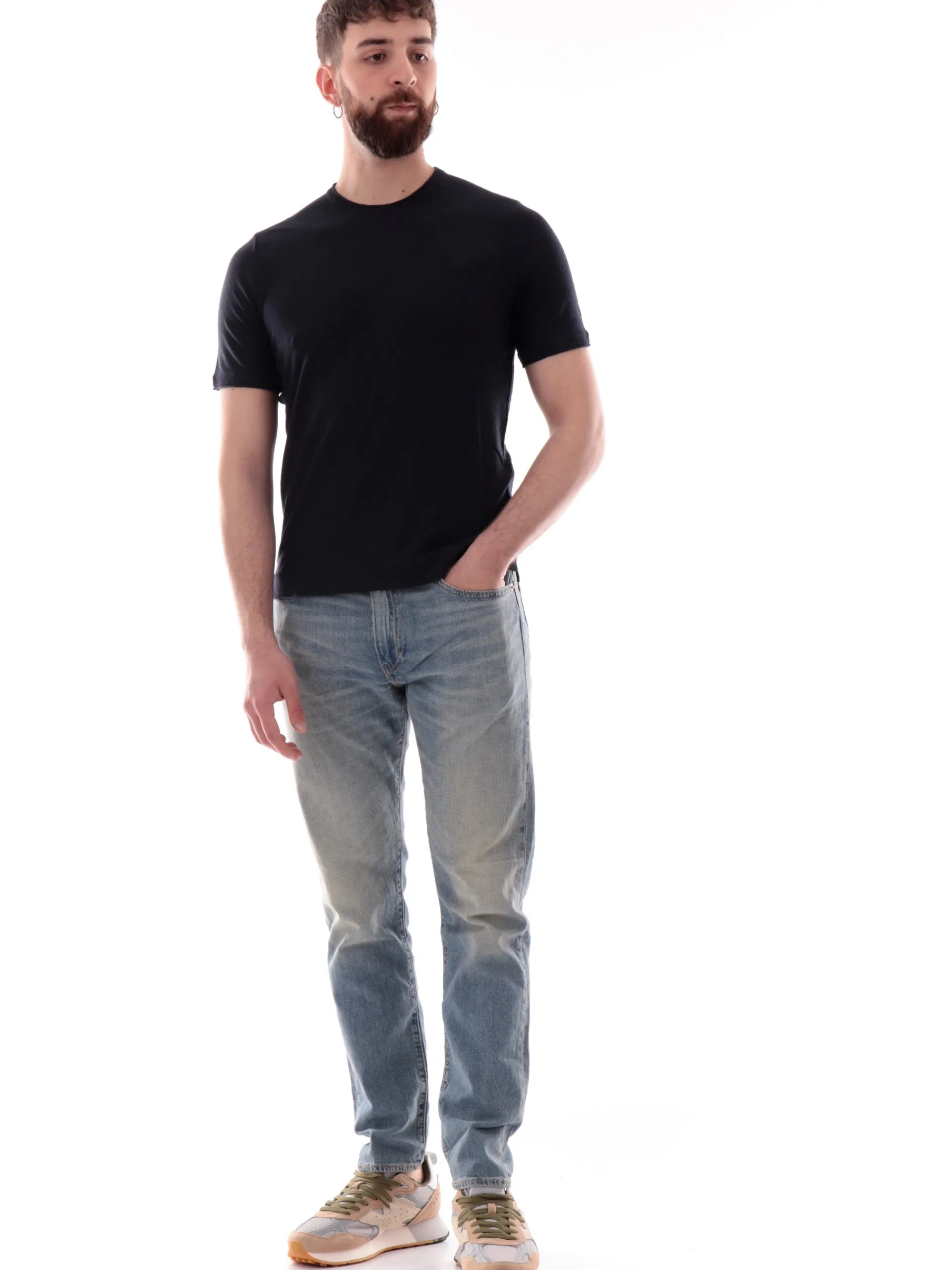 MARKUP Maglie*Maglia lino blu da uomo girocollo MK890015