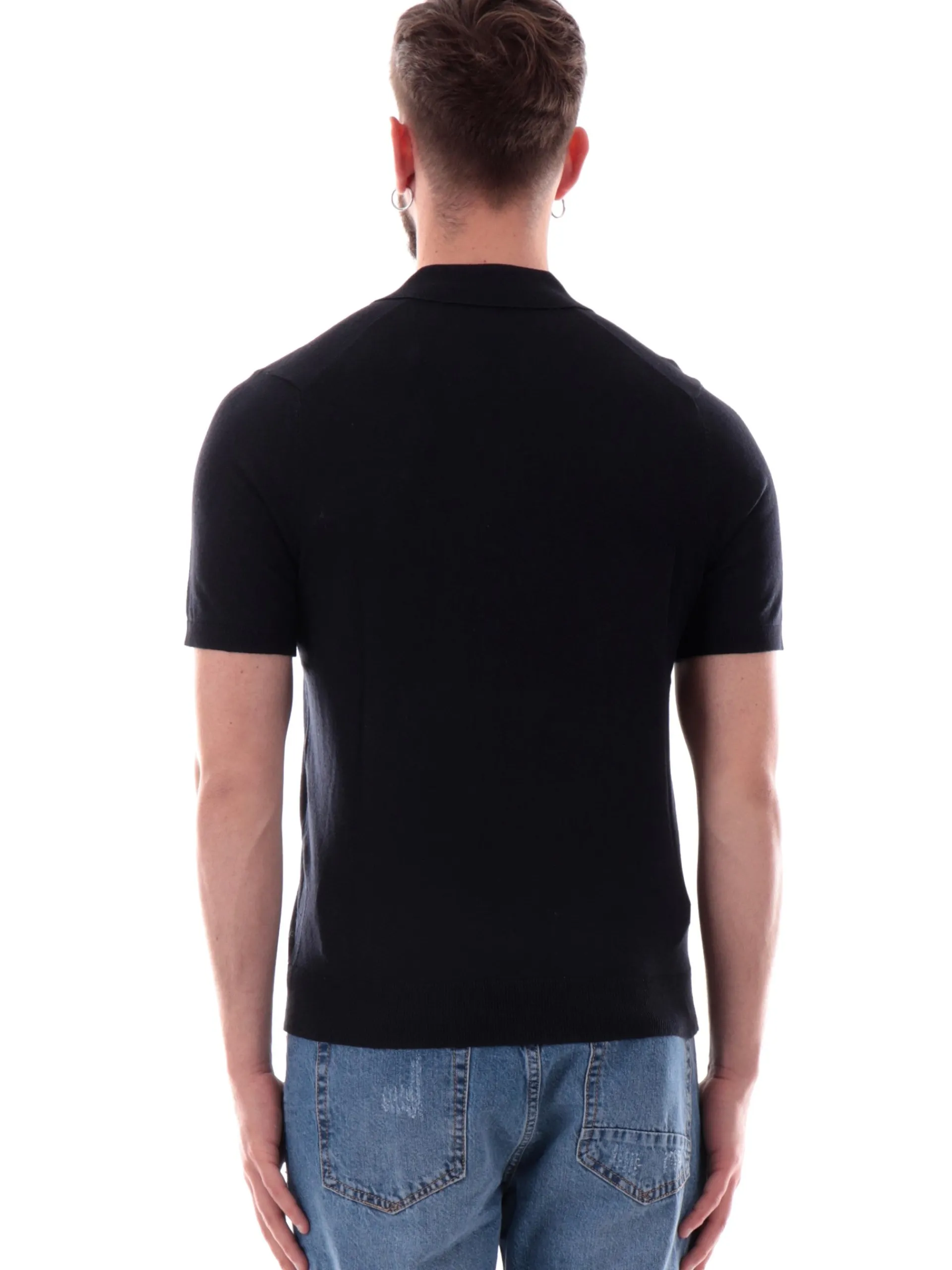 MARKUP Maglie*Maglia lino blu scollo a V da uomo Derby MK890016