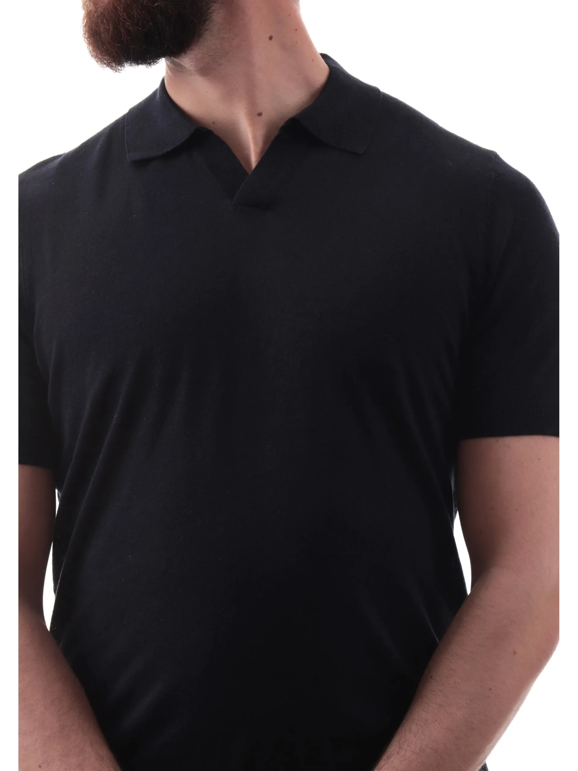 MARKUP Maglie*Maglia lino blu scollo a V da uomo Derby MK890016