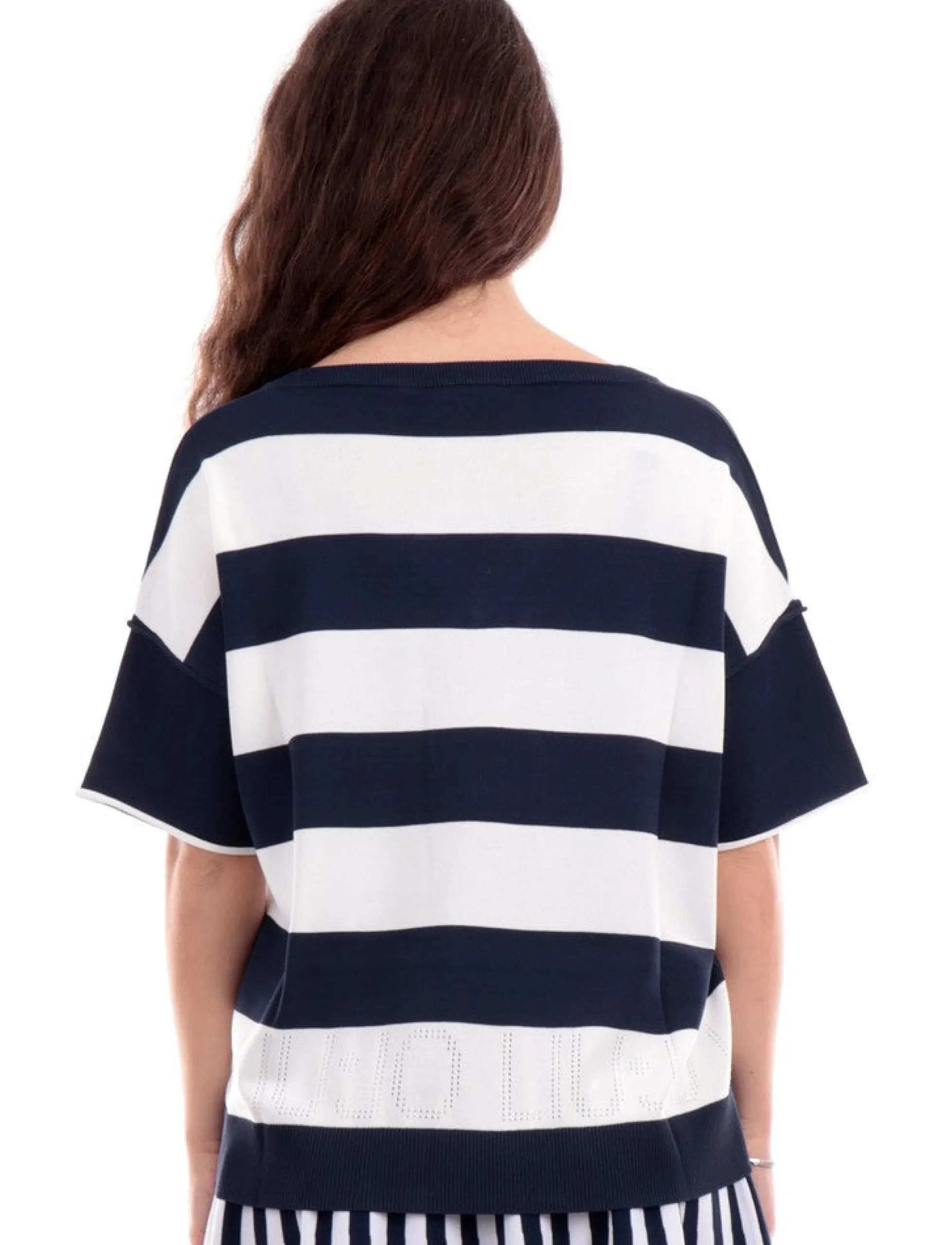 LIU JO SPORT Maglie*Maglia Liu Jo a Righe Bianche e blu da donna scollo a V TA4115MS36LD