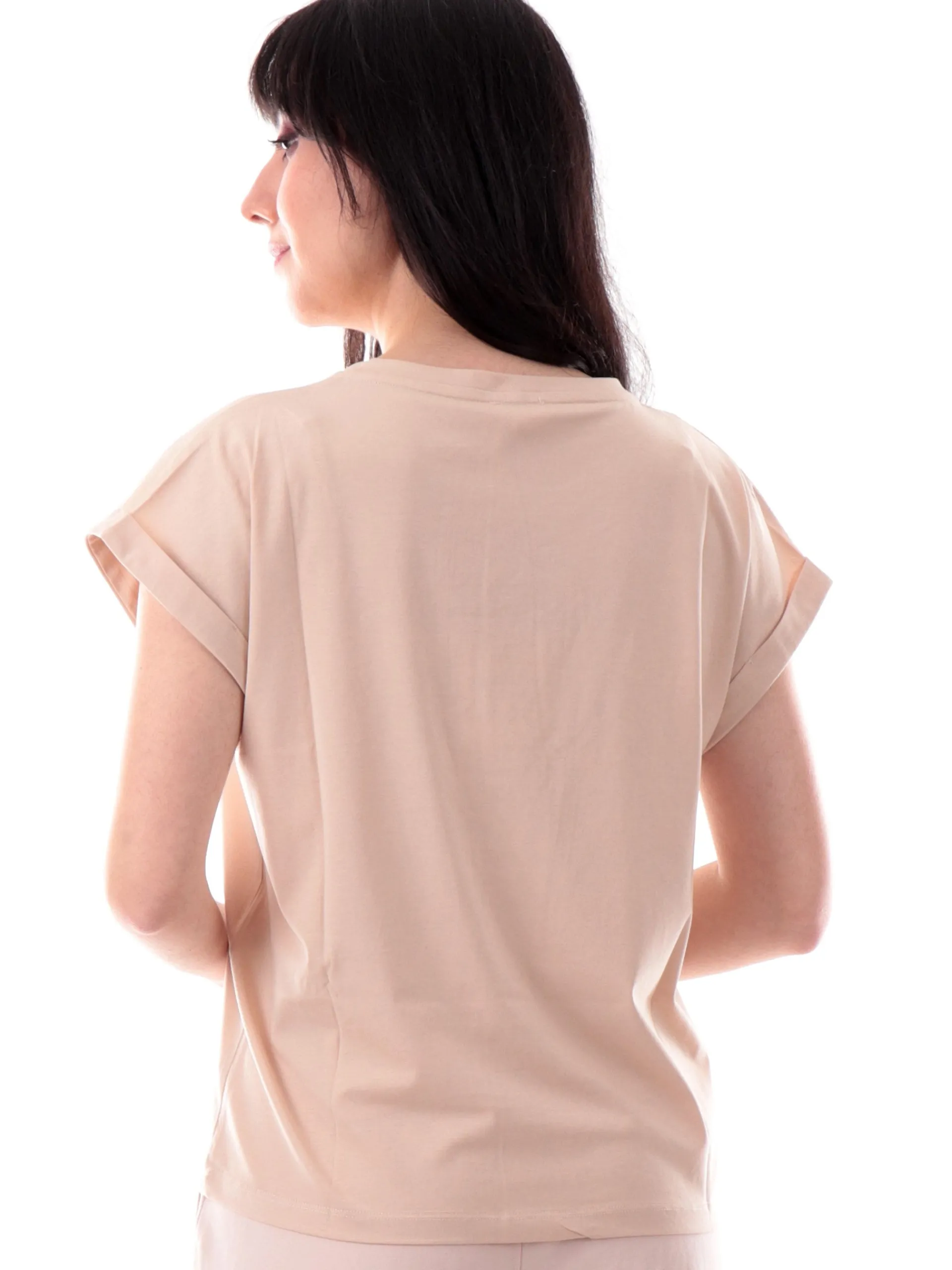 LIU JO SPORT T-Shirt*Maglia Liu Jo Beige maniche corte logo gommato TA5181JS003