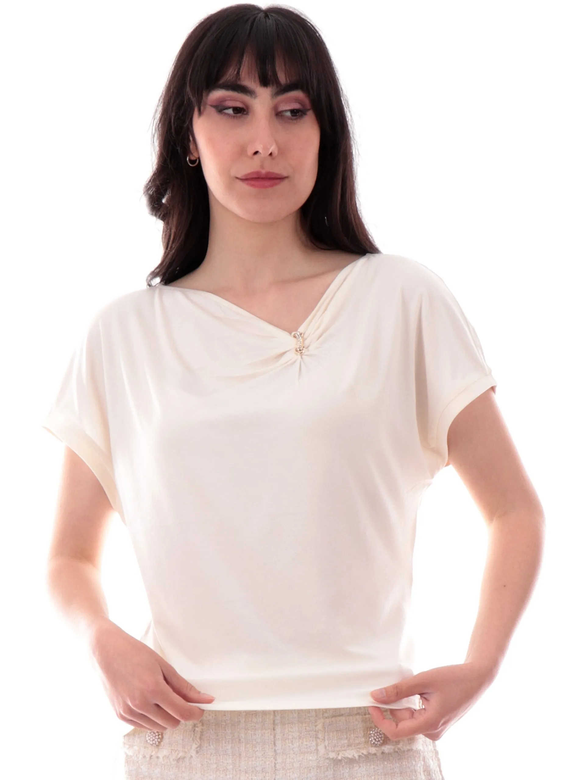 LIU JO SPORT T-Shirt*Maglia Liu Jo bianca da donna con dettaglio Strass TA5176JS360