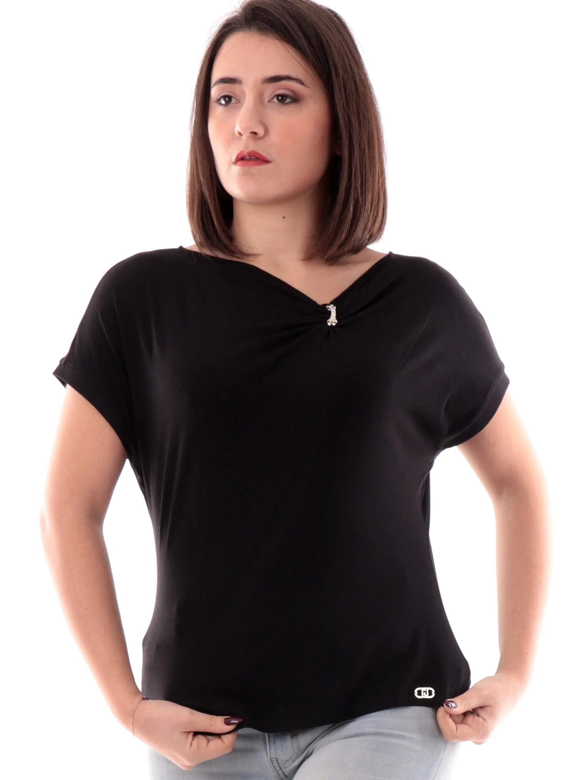 LIU JO SPORT T-Shirt*Maglia Liu Jo Nera da donna con dettaglio Strass TA5176JS360