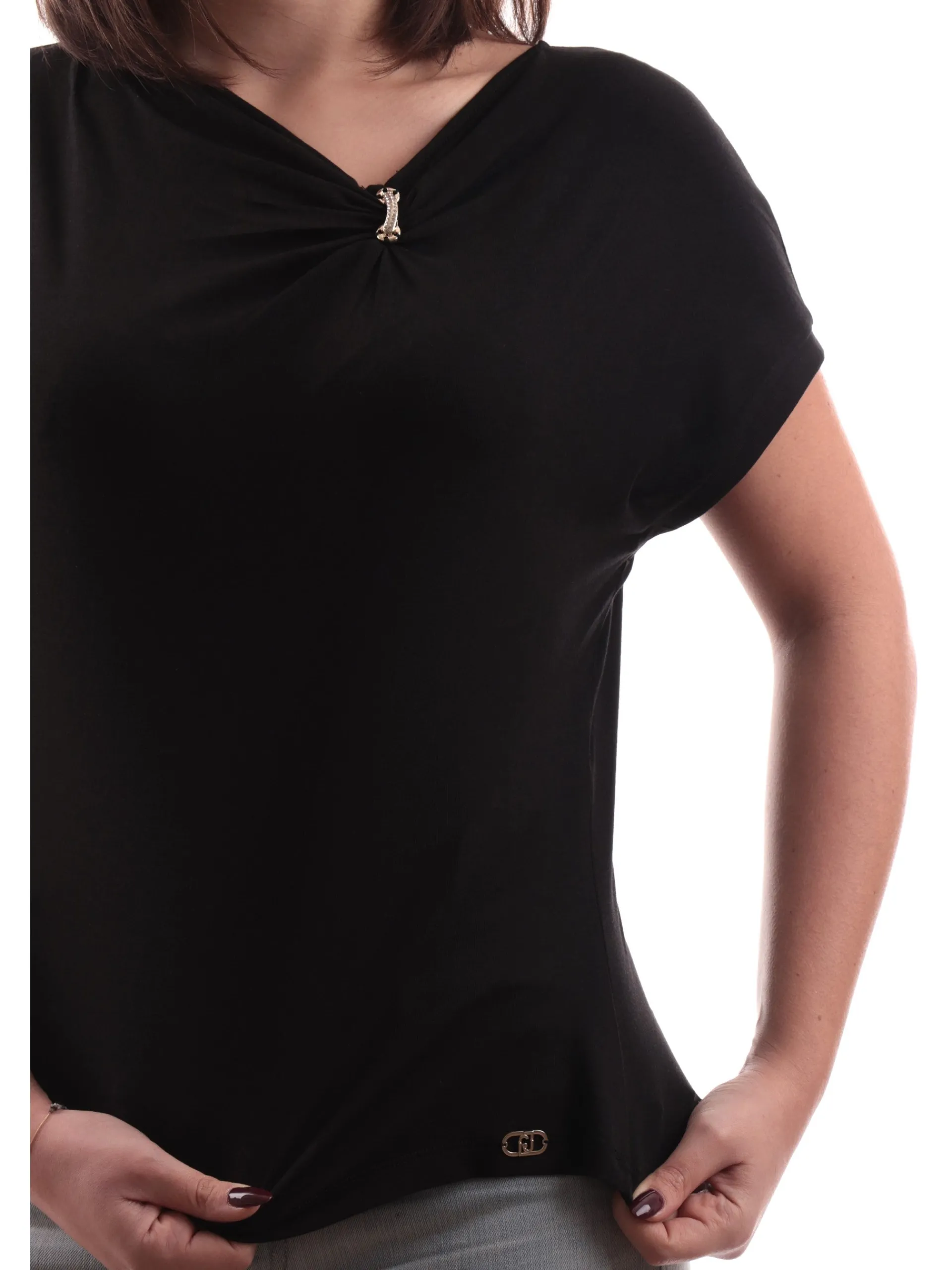 LIU JO SPORT T-Shirt*Maglia Liu Jo Nera da donna con dettaglio Strass TA5176JS360