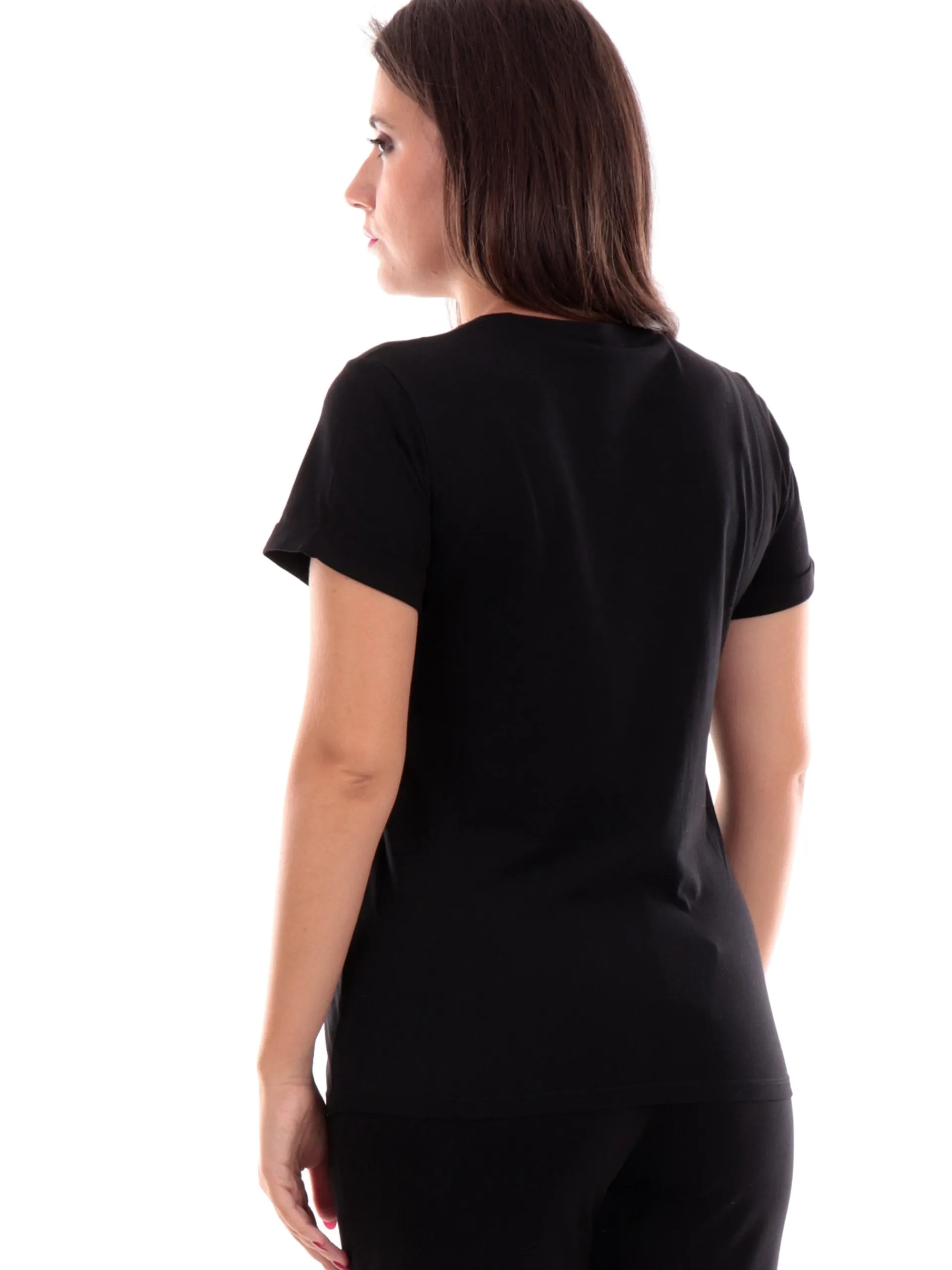 LIU JO SPORT T-Shirt*Maglia Liu Jo Nera da donna con taschino strass TF4078J6040N